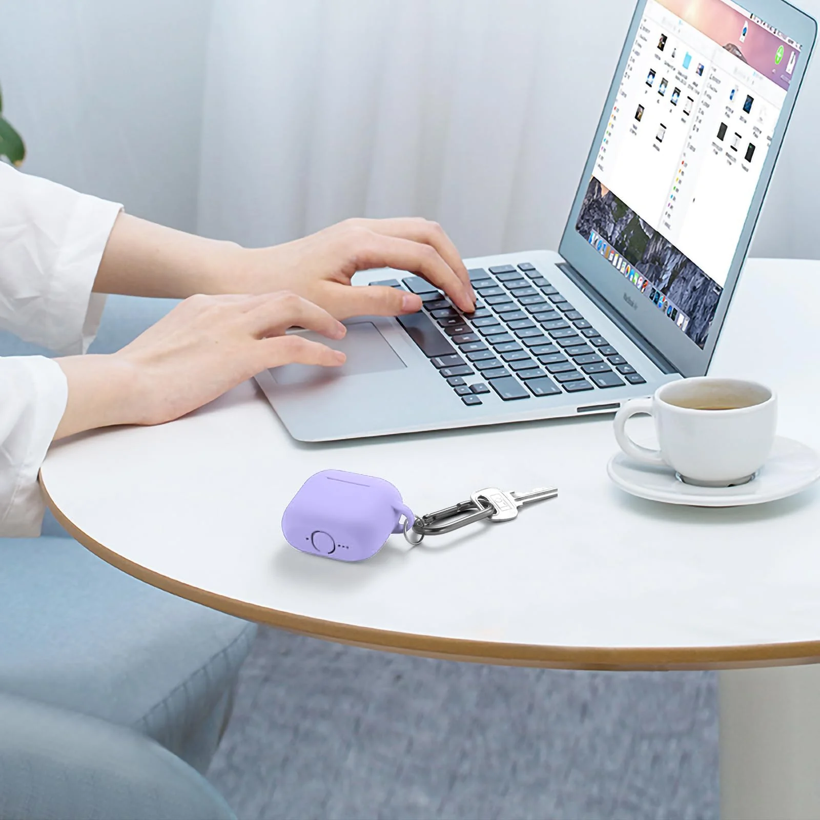 DL3 Mobilak Compatible with AirPods 4 Case (2024), Soft Silicone Full Protective Case Cover with Keychain, For Apple AirPods 4th Generation for Women Men - Banana Violet