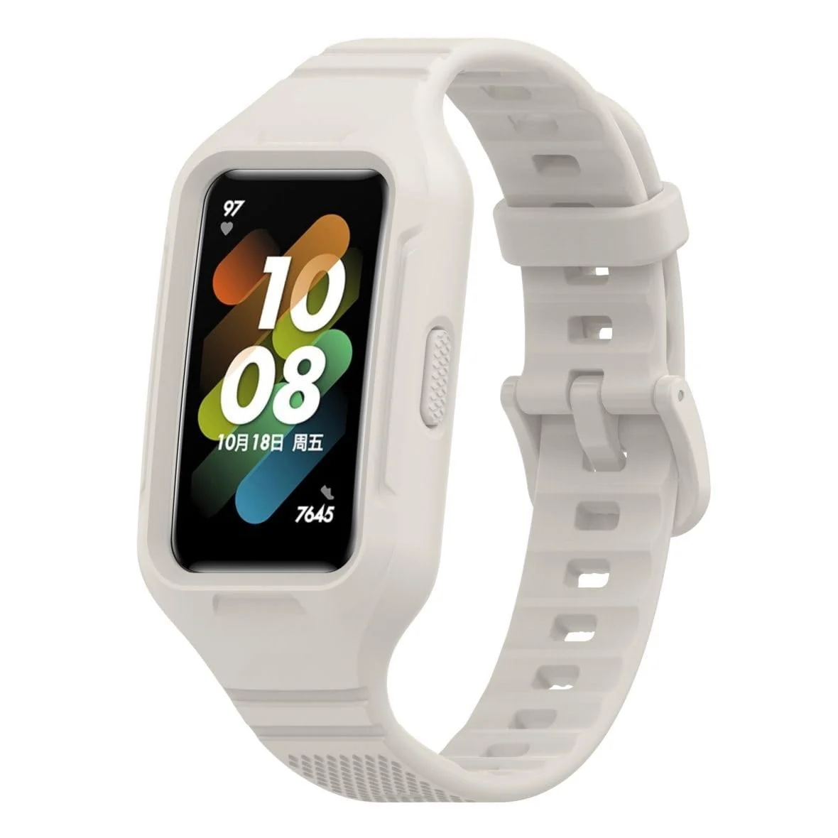 DL3 Mobilak Strap Compatible with Huawei Band 10/9/8/7/6/6 Pro, Adjustable Replacement Strap - Silicone Replacement Wrist Strap With Built-in Case Cover For Honor Band 6/7 - Black - Beige