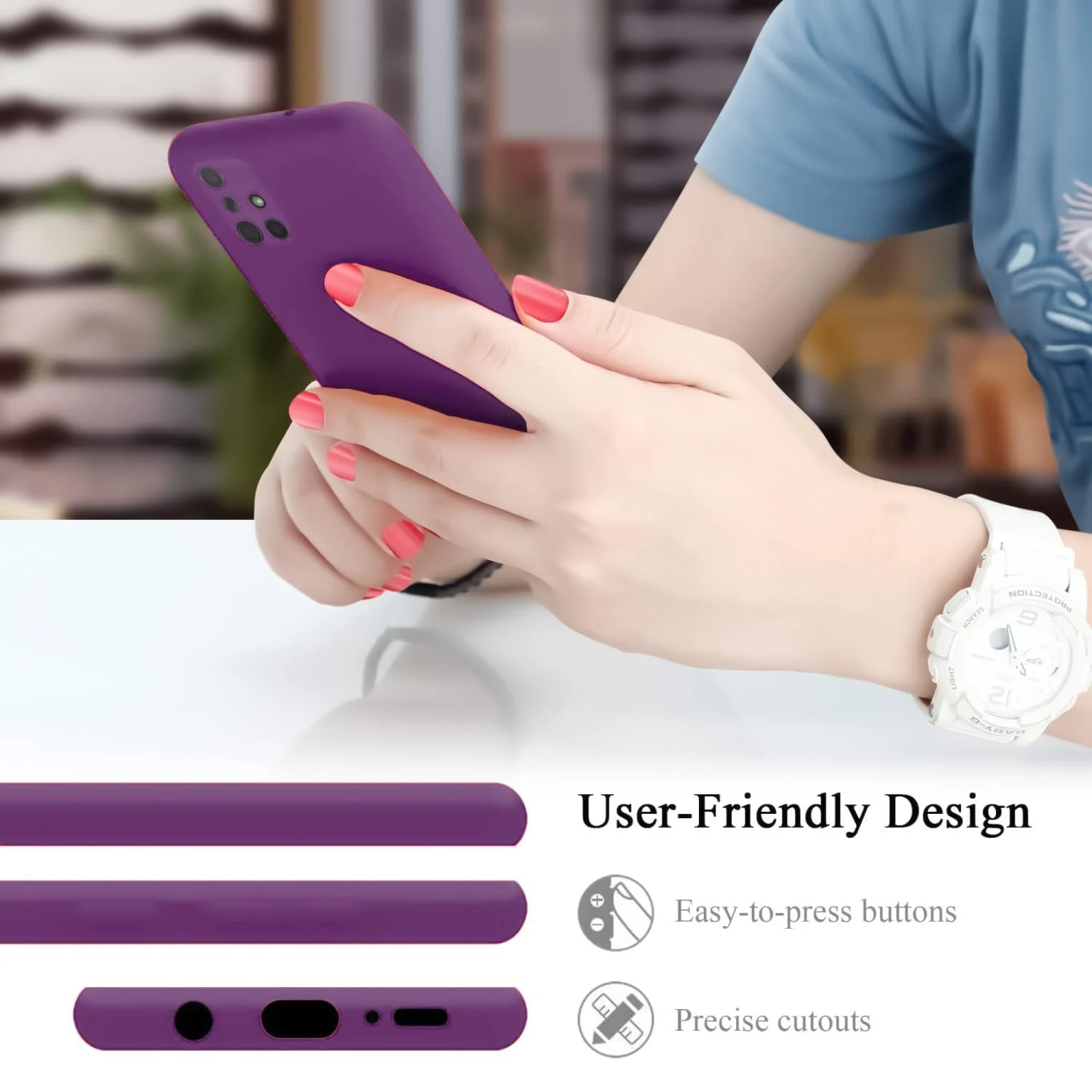 DL3 Mobilak Silicone Protective Case for Samsung Galaxy A71, Shock-absorbing protection, Scratch-resistant surface, Soft microfiber lining - Violet