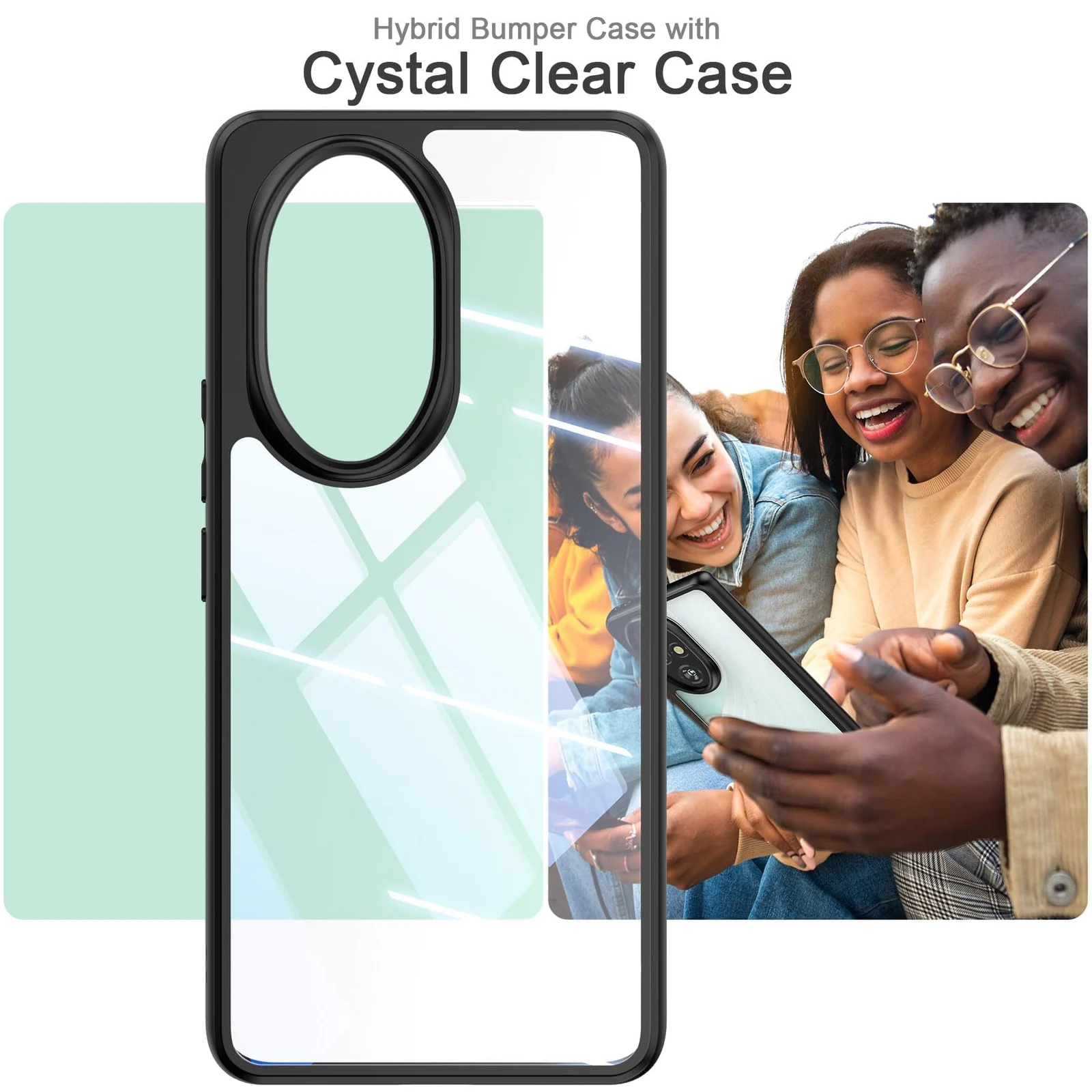 DL3 Mobilak Compatible with Honor 200 Pro 5G Case Transparent, Military-Grade Shockproof Anti-Yellowing, Slim Protective Phone Case Full Bumper Cover With Camera Lens Protective - Black