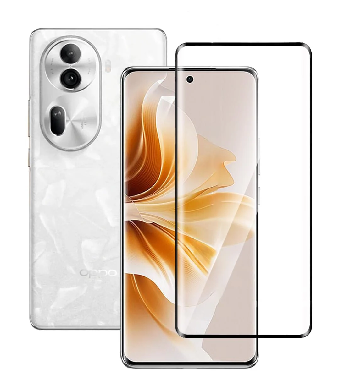 DL3 Mobilak Screen Protector for OPPO Reno 11 5G/Reno11 Pro 5G, Tempered Glass Screen Saver Premium HD Protective, Scratch Resistant, NO-Bubble, 9H Hardness, Full Coverage Film - Clear