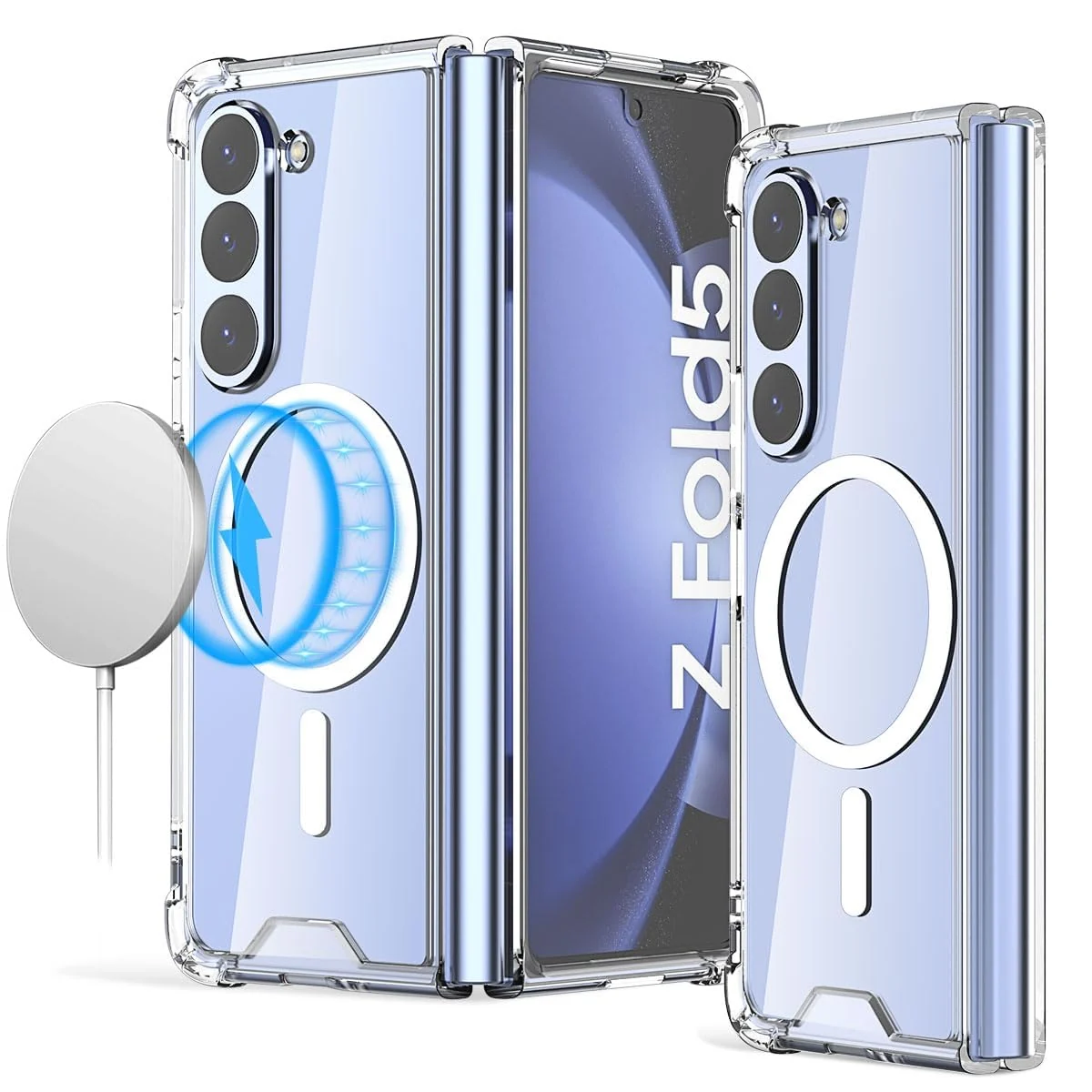 DL3 Mobilak for Samsung Galaxy Z Fold 5 Case, Compatible with MagSafe Shockproof Protection Yellowing Resistant Magnetic Phone Case for Galaxy Z Fold 5 5G (2023) - Clear