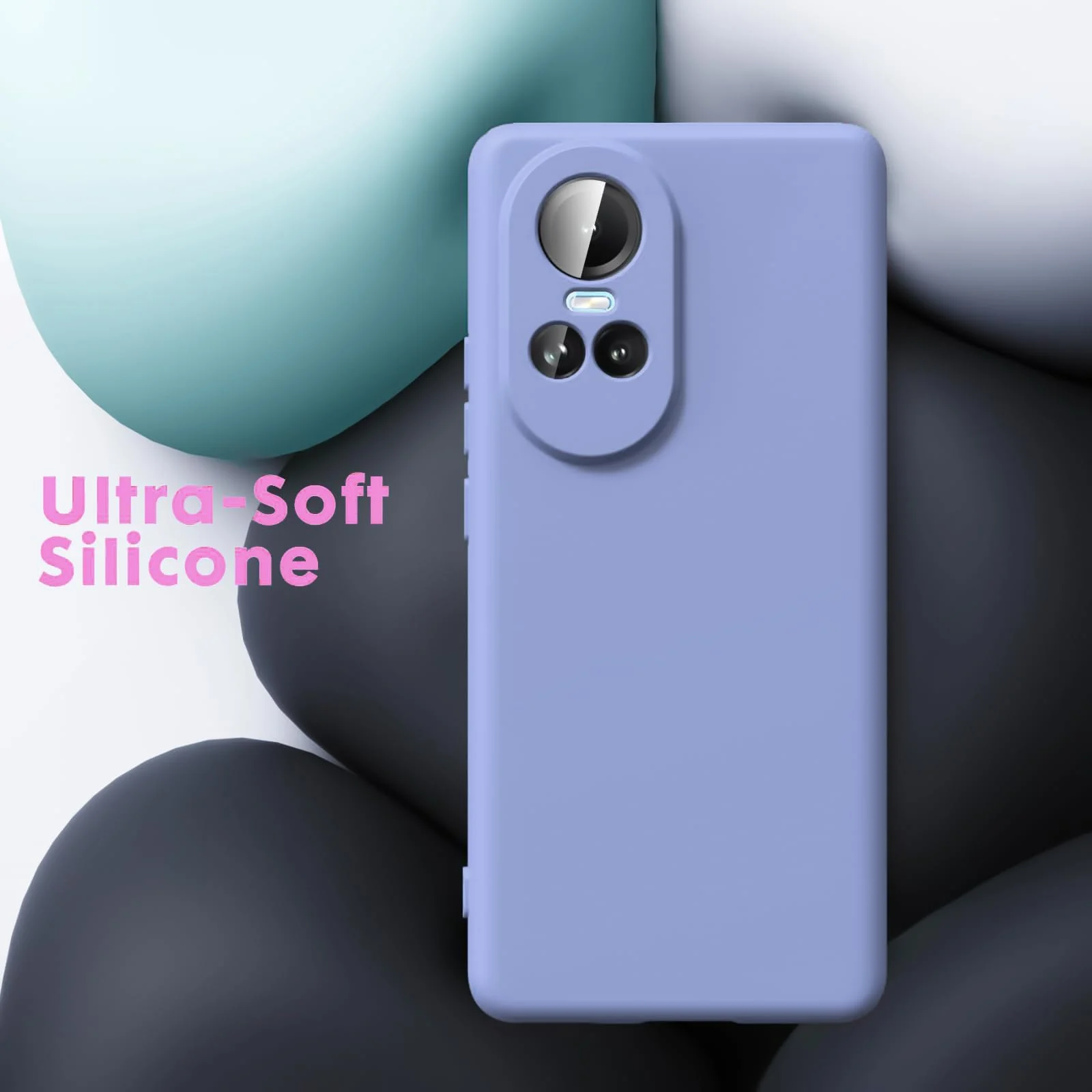 DL3 Mobilak Liquid Silicone Protective Case with Soft Microfiber Lining with Full Camera Protection for OPPO Reno 10 5G / OPPO Reno 10 Pro 5G - Baby Blue