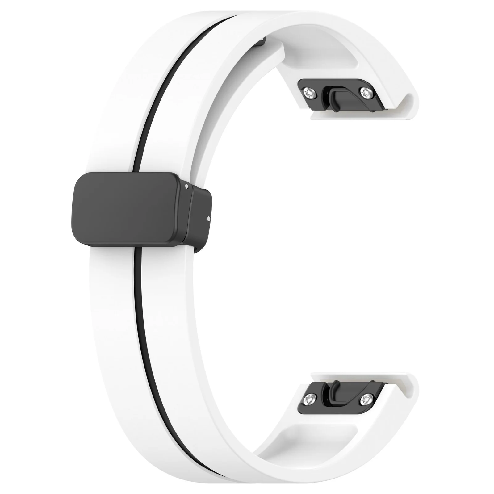 DL3 Mobilak Strap Silicone Magnetic Buckle 20MM For Samsung Gear Sport/Watch 6/5/4/5 Pro 45mm/S2 classic/active 2 40mm 44mm/Amazfit GTS 2/2e/GTS 3/3 Pro/GTS 4/GTS 2 Mini/3 Mini/4 Mini/Bip 3/Bip 3 Pro - White Black