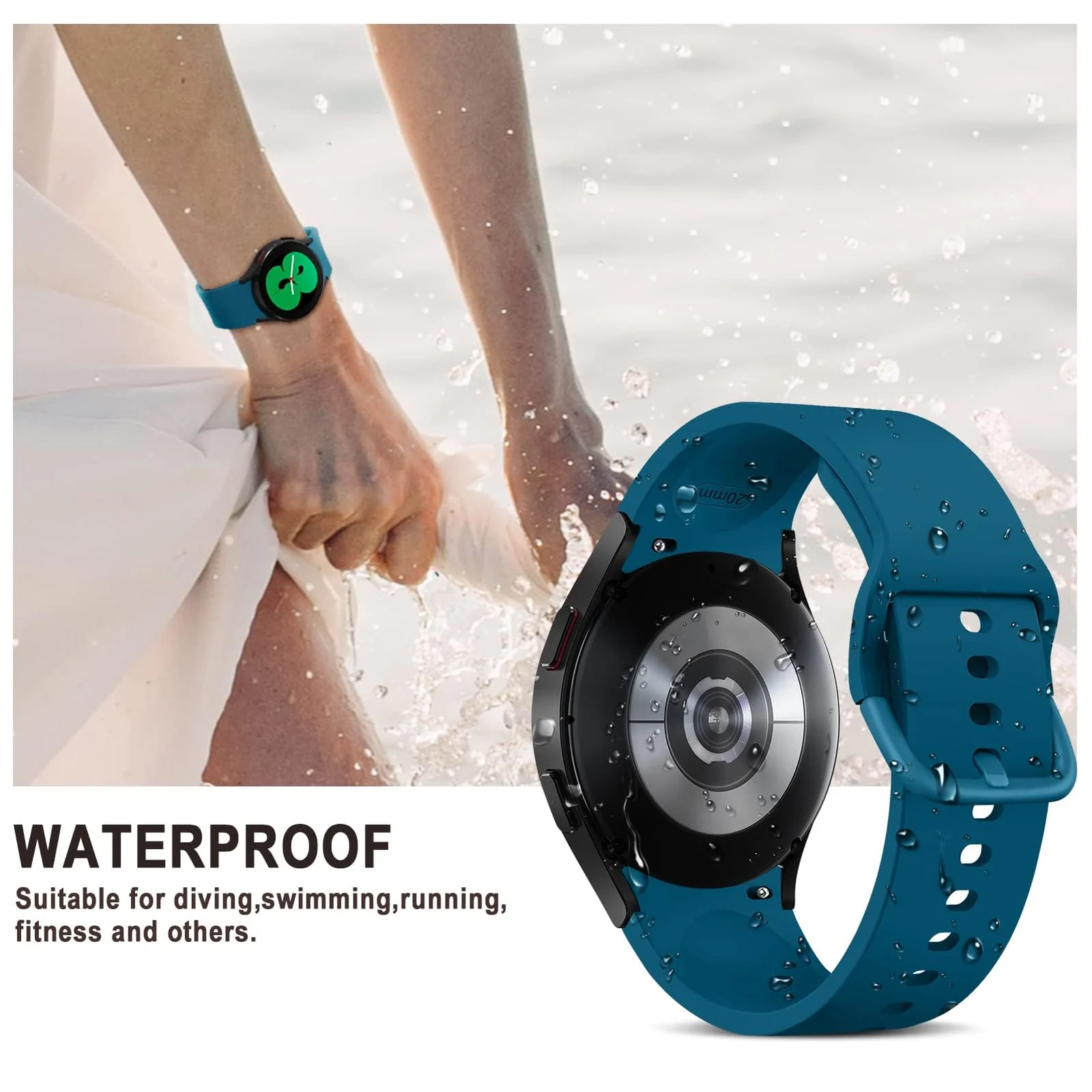 DL3 Mobilak Silicone Buckle Band 22MM Strap For Samsung Galaxy Watch3 45mm/Galaxy 46mm/Gear S3/For Huawei Watch 3/4/GT3 46MM/GT4 46MM/GT2E/GT2 Pro/GT GT2 46MM/Magic Watch2 46mm/Amazfit GTR 2/2e/3/4 - Star Blue