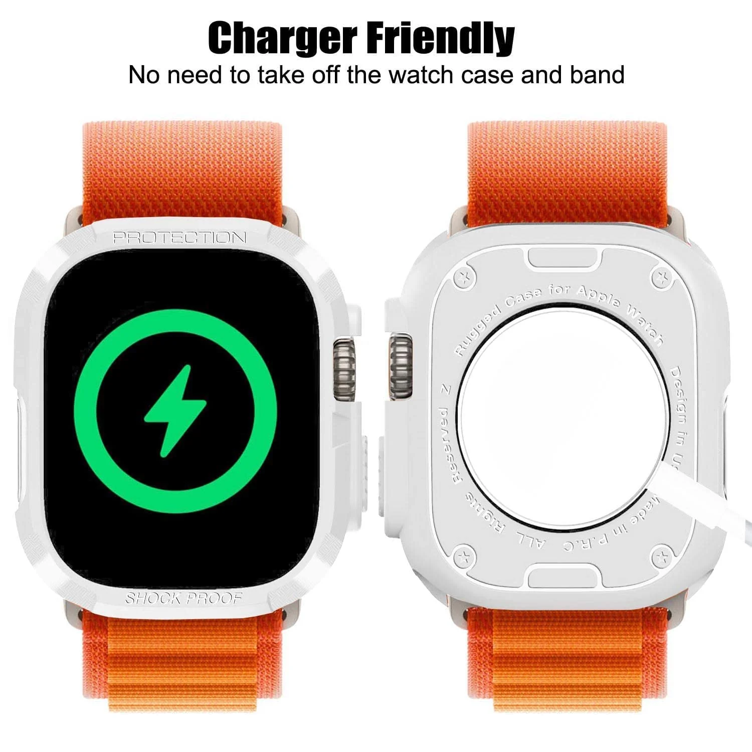 DL3 Mobilak Compatible for Apple Watch Ultra 49mm Rugged Case All Around Shockproof TPU Protective Cover Bumper Lightweight and Shock Absorbent for Apple Watch Ultra 49mm - White