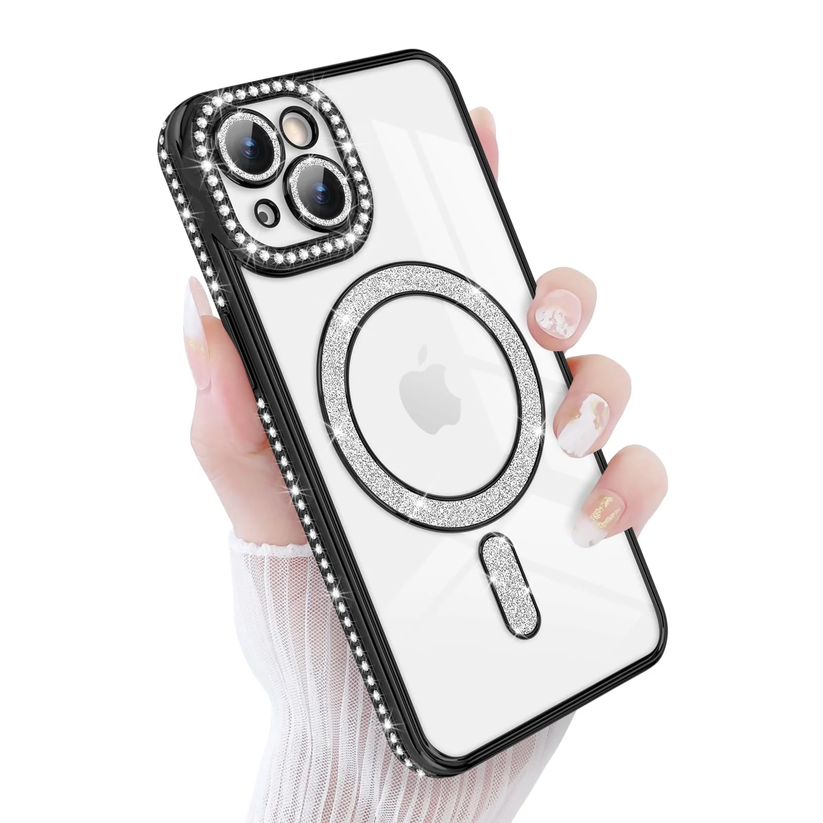 DL3 Mobilak MagSafe-Compatible Magnetic Case for iPhone 15 with Camera Protection and Magnetic Car-Mount Support - Black