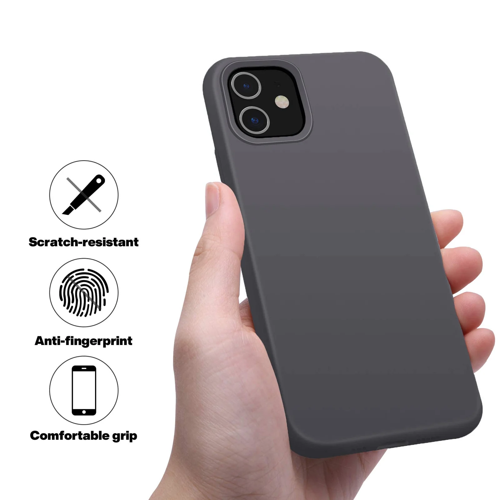 DL3 Mobilak Liquid Silicone Case for iPhone 11 (6.1 Inch), Shock-absorbing protection, Scratch-resistant surface, Soft microfiber lining - Midnight Gray