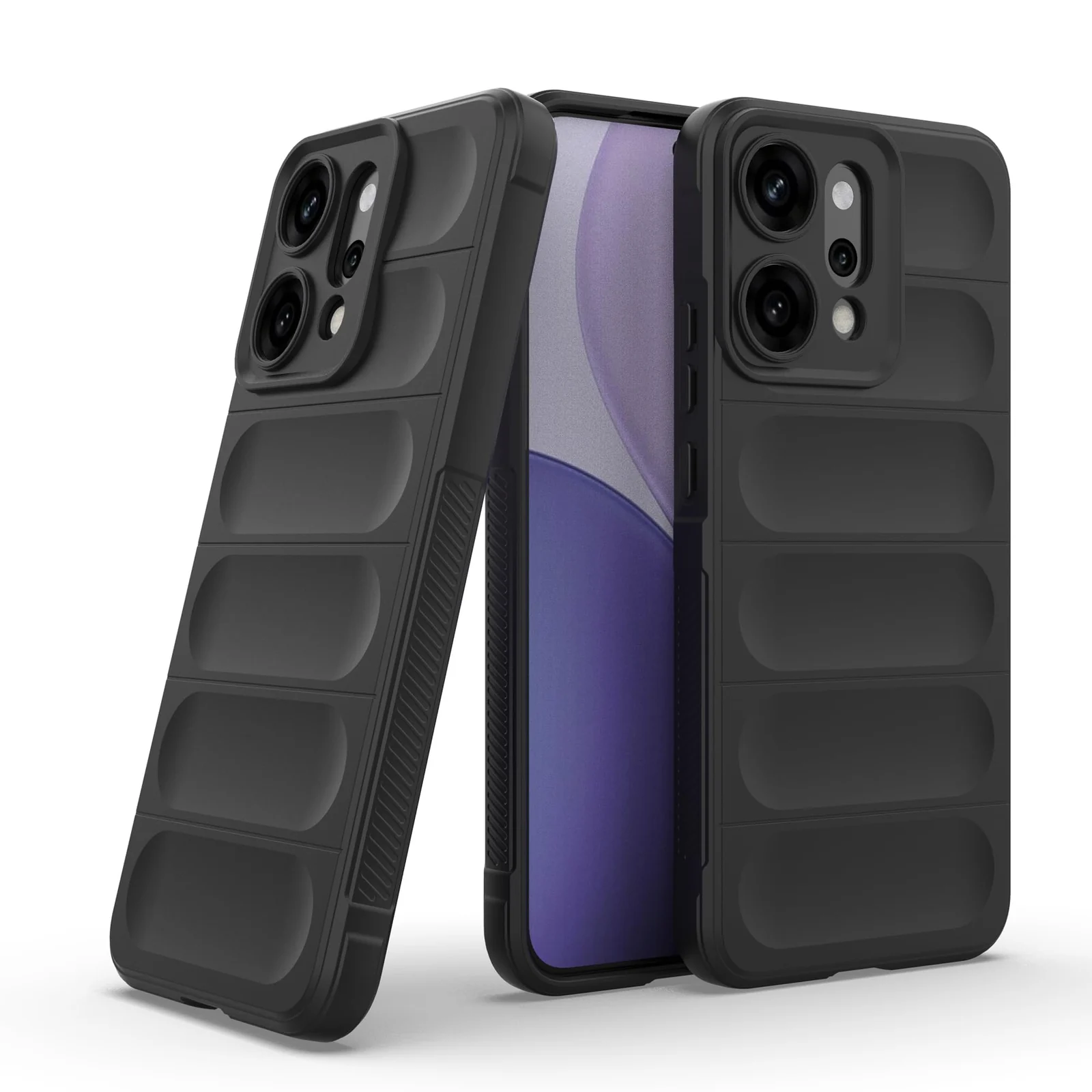 DL3 Mobilak Soft Silicone Protective Case for OPPO Reno 14 5G with Camera Protection and Shockproof Design - Black
