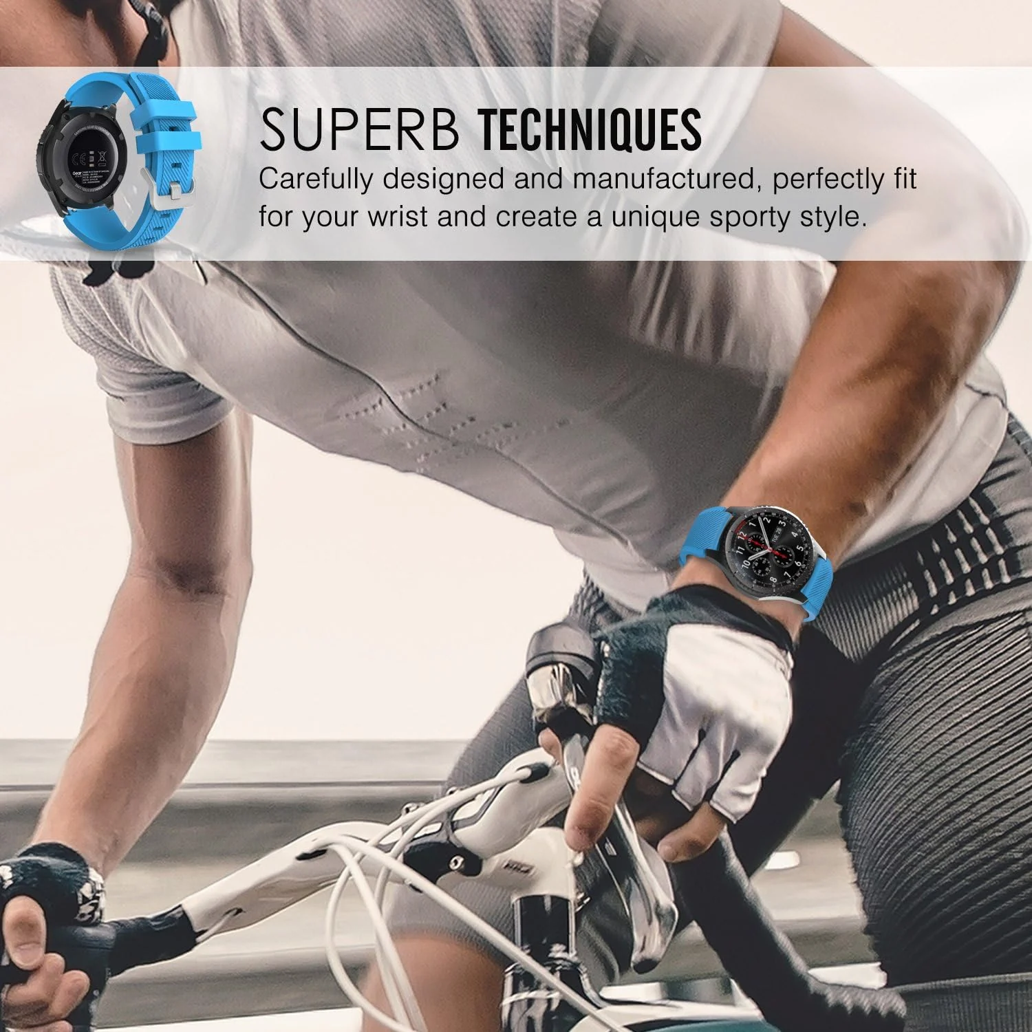 DL3 Mobilak Silicone Sport Band 22MM Xiaomi Redmi Watch 5 Active/5 Lite/Samsung Galaxy Watch 46mm/Watch 3 45mm/Gear S3/Huawei watch (GT6 GT5 GT4 GT3 GT2 GT 46MM)/GT2E/GT5 Pro/GT 6 Pro/Amazfit GTR 3/4 - Sky Blue