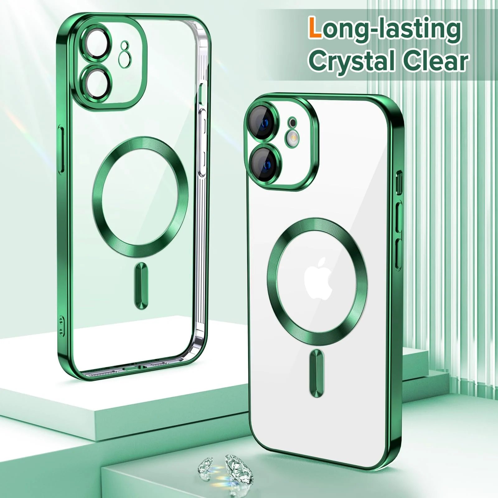DL3 Mobilak Plated-Edge Protective Case for iPhone 11 (6.1 Inch) Compatible with, Compatible with MagSafe accessories, Supports wireless charging, Camera protection - Green