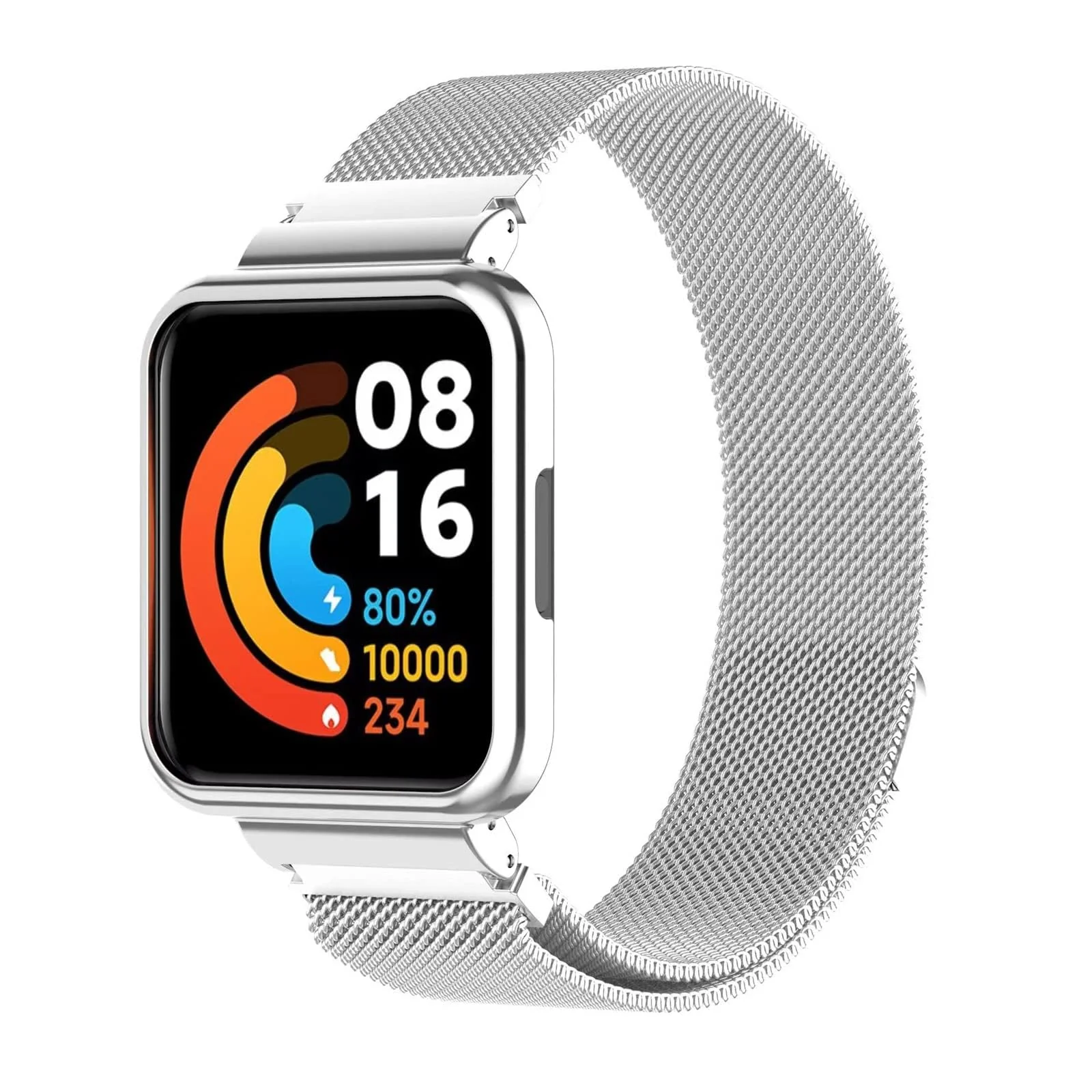 DL3 Mobilak Strap For Xiaomi Redmi Watch 2 Lite/Poco Watch/Redmi Watch 2 / Horloge 2, Magnetic Metal Stainless Steel Adjustable Wristbands Breathable Watch Band With Frame Metal - Silver