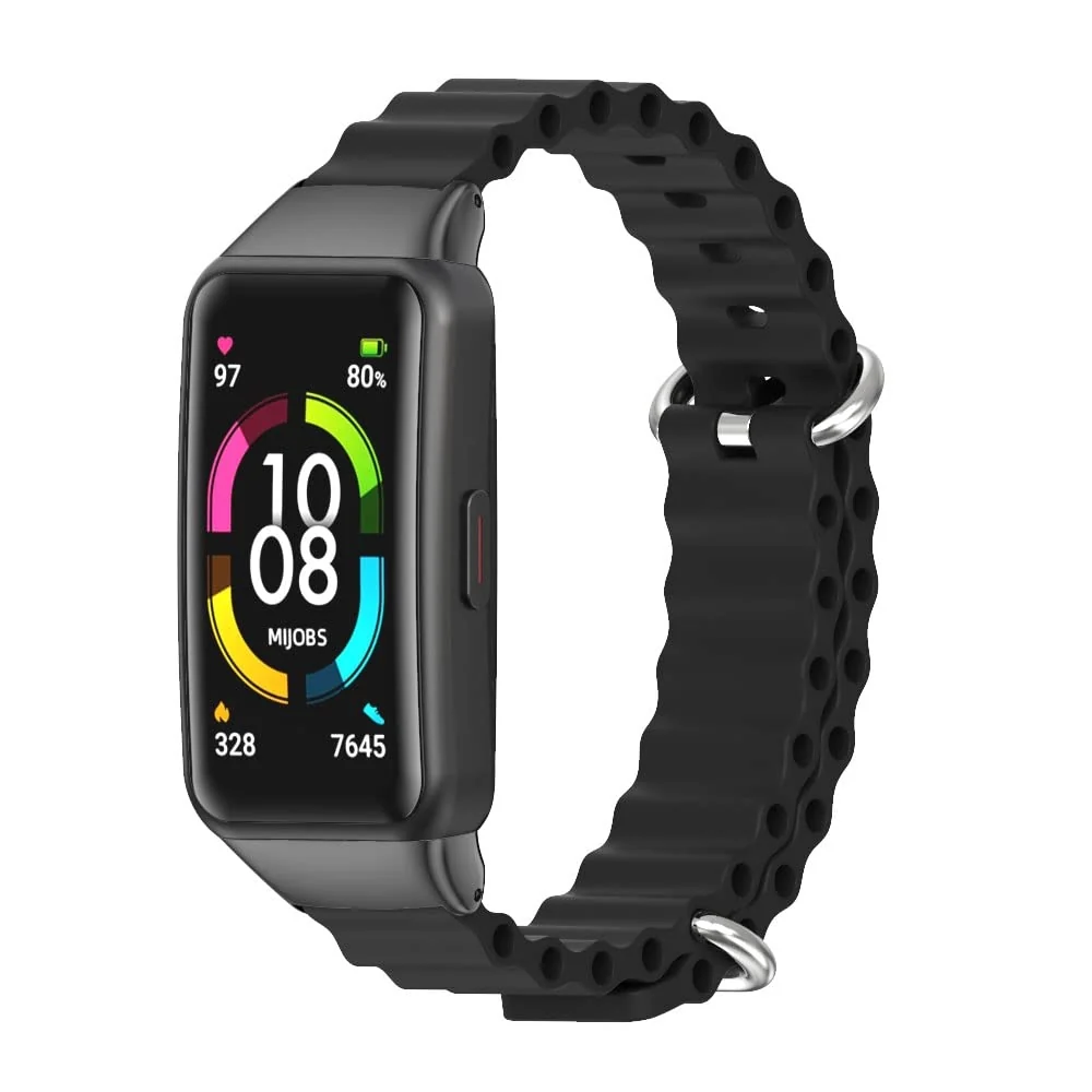 Dl3 Mobilak Ocean Band for Honor Band 6 / Huawei Band 6,Adjustable Silicone Stretchy Sport Strap Women Men Replacement Wristband for Huawei Band 6 pro (Pine Green)