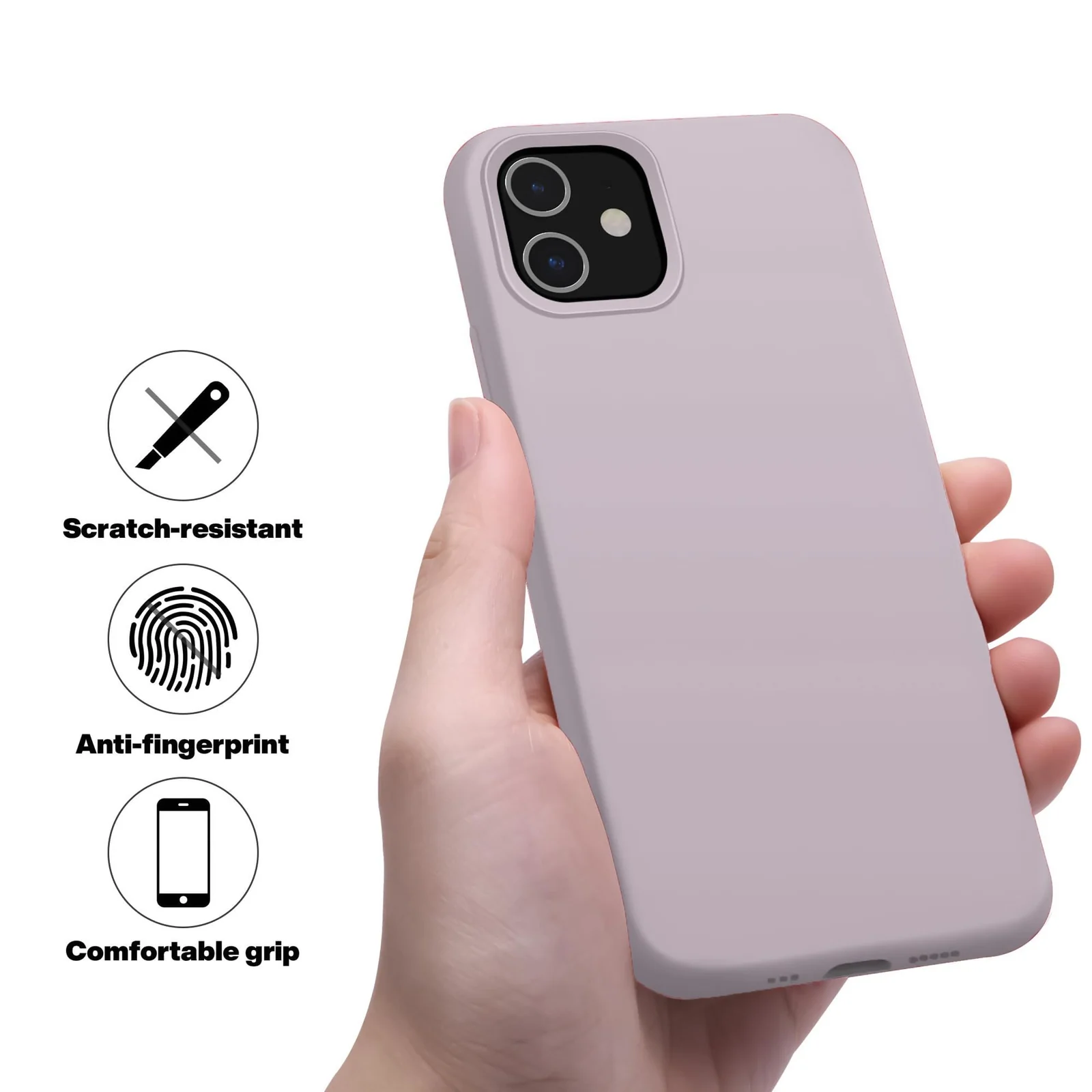 DL3 Mobilak Liquid Silicone Case for iPhone 11 (6.1 Inch), Shock-absorbing protection, Scratch-resistant surface, Soft microfiber lining - Lavender Pink