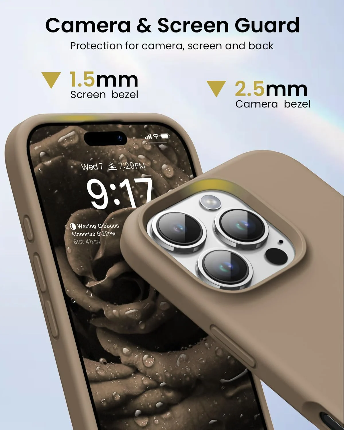 DL3 Mobilak Liquid Silicone Protective Case for iPhone 16 Pro with Microfiber Lining and Shockproof Design - Desert 2