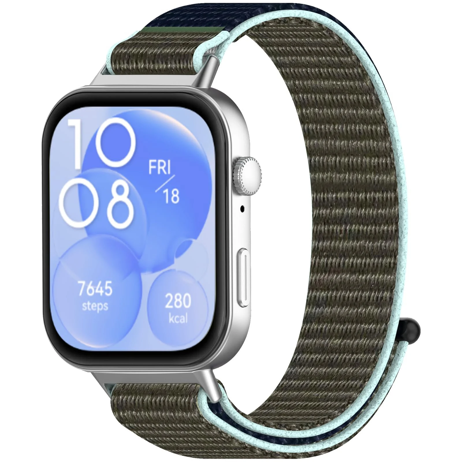 DL3 MOBILAK Elastic Nylon Watch Strap for Huawei Watch Fit 3 / Fit 4 / Fit 4 Pro / Fit 5 / Fit 5 Pro, Ash Blue