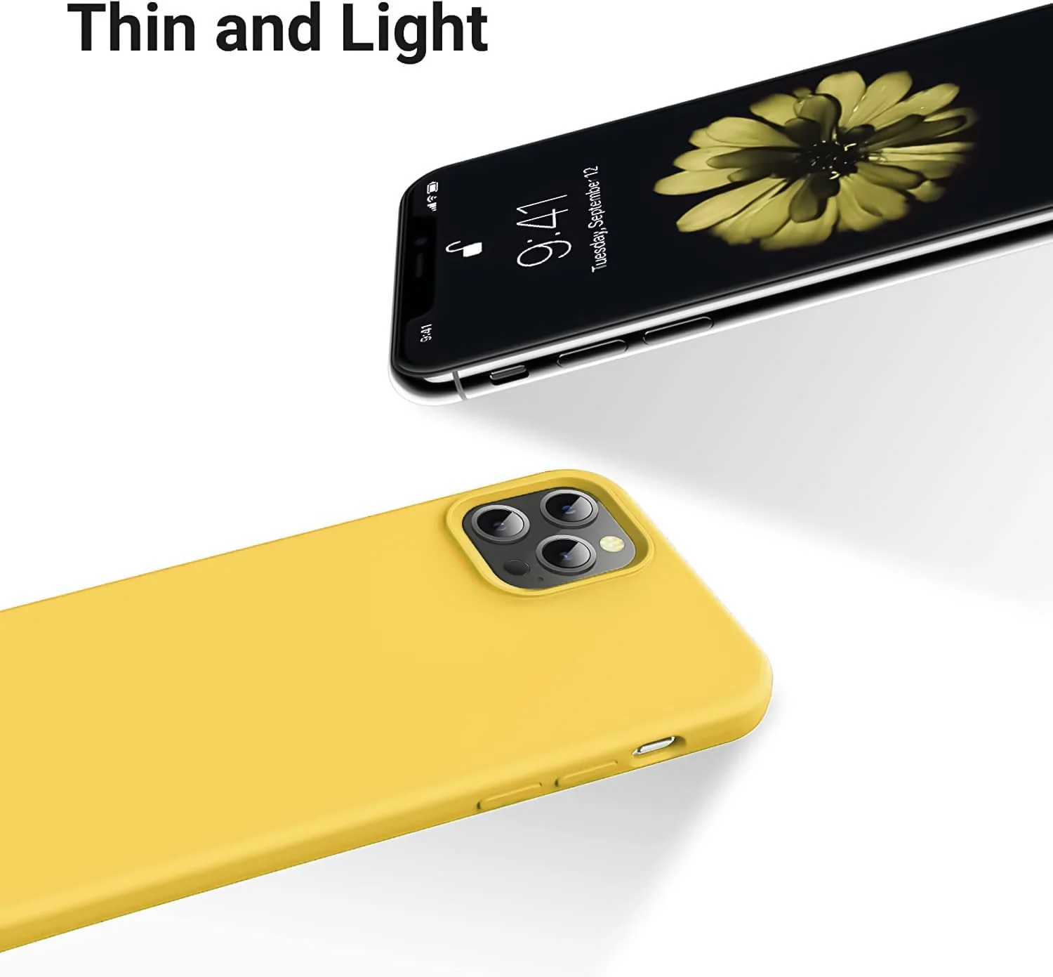 DL3 Mobilak Liquid Silicone Case for iPhone 15 Pro Max, Supports wireless charging, Shock-absorbing protection, Scratch-resistant surface - Yellow