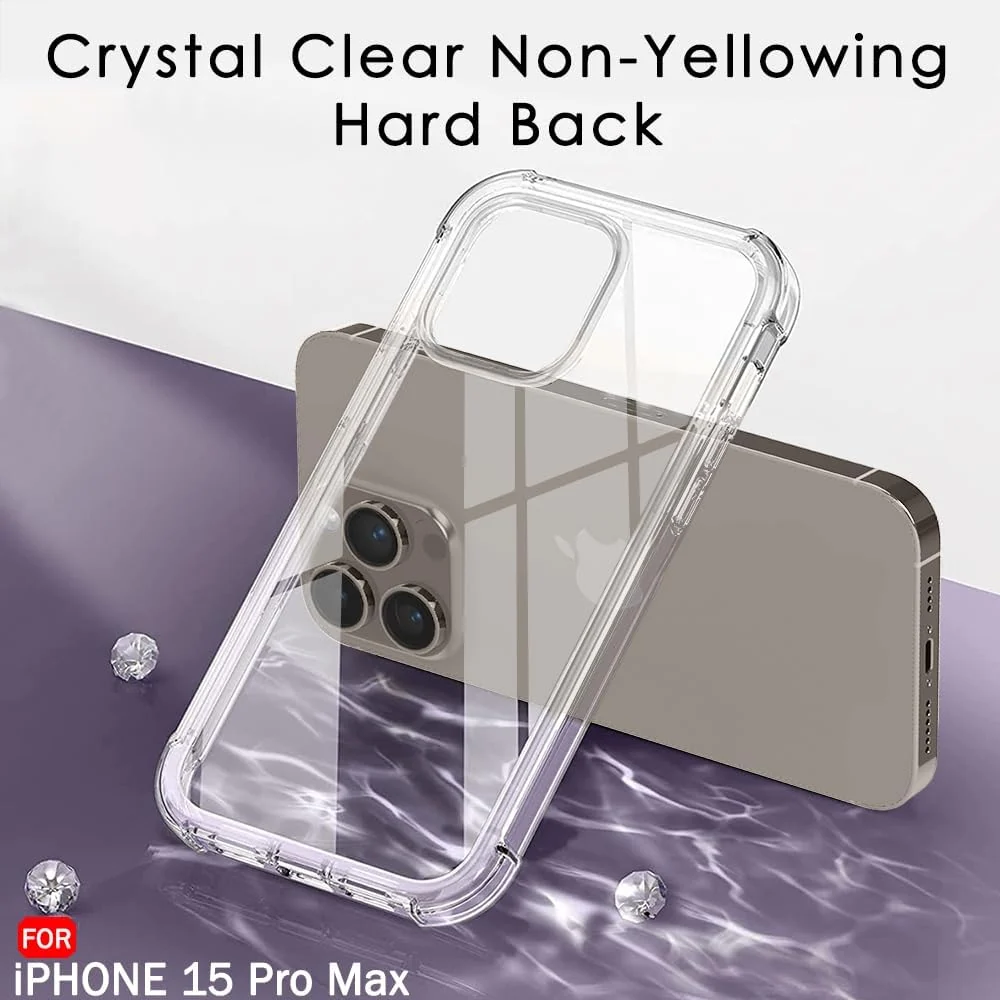 DL3 Mobilak Case Compatible with iPhone 15 pro max, Cover Silicone Transparent TPU Gorilla Anti-shock Shockproof Corners - Clear