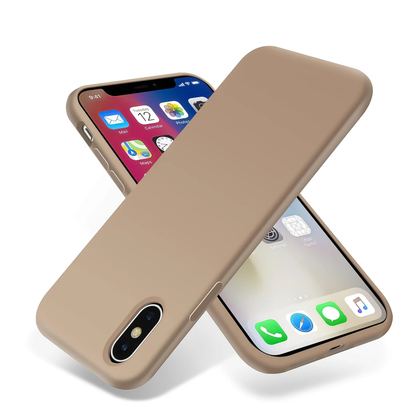 DL3 Mobilak Liquid Silicone Case for iPhone X / iPhone XS, Shock-absorbing protection, Scratch-resistant surface, Soft microfiber lining - Desert