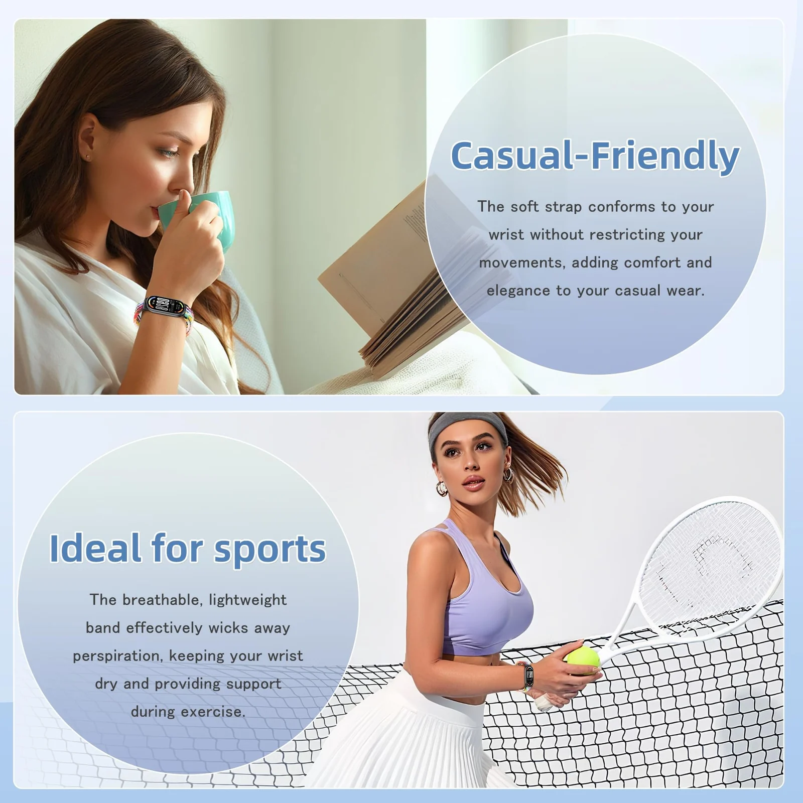 DL3 Mobilak Braided Strap for Xiaomi Mi Band 10/9/8, Men Women Breathable Elastic Nylon with Magnetic Buckle Watch Band for Xiaomi Smart Band 10/Xiaomi Smart Band 9/8 - Official Rainbow