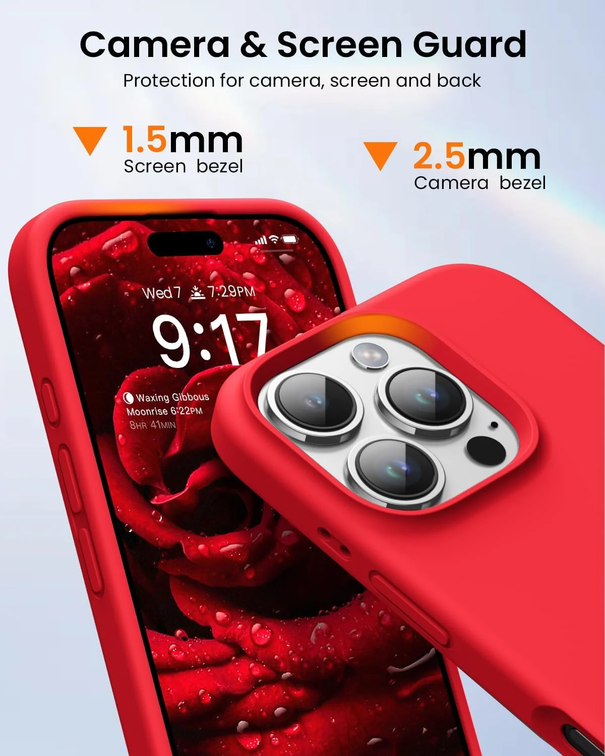 DL3 Mobilak Liquid Silicone Protective Case with Soft Microfiber Lining for iPhone 16 Pro Max - Red