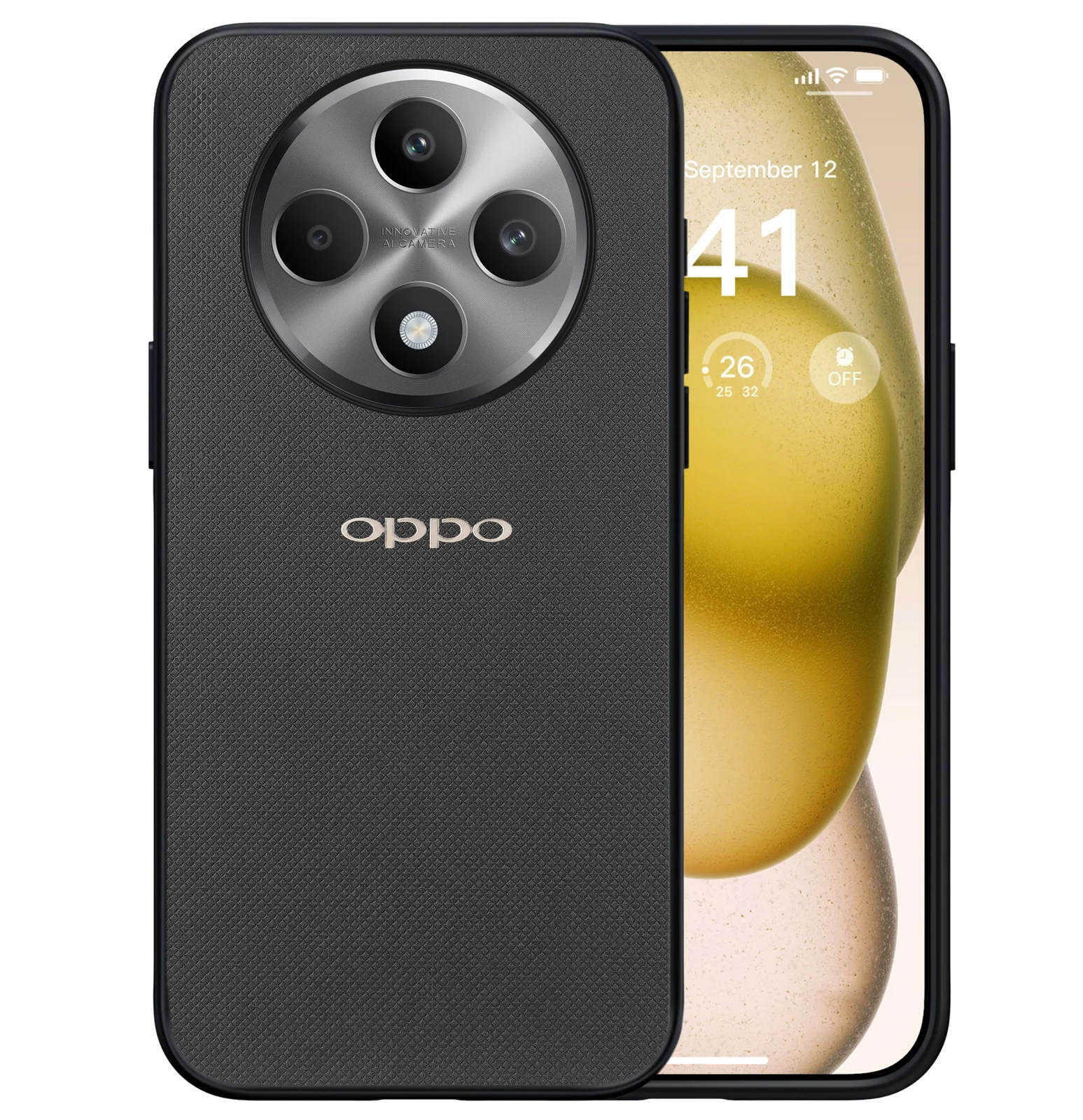 Dl3 Mobilak Compatible with OPPO Reno 12F / OPPO Reno12 F 4G/5G Case Dual Layer Heavy Duty Cell Phone Protective Cover Shockproof Rugged with Non-Slip Textured - Black