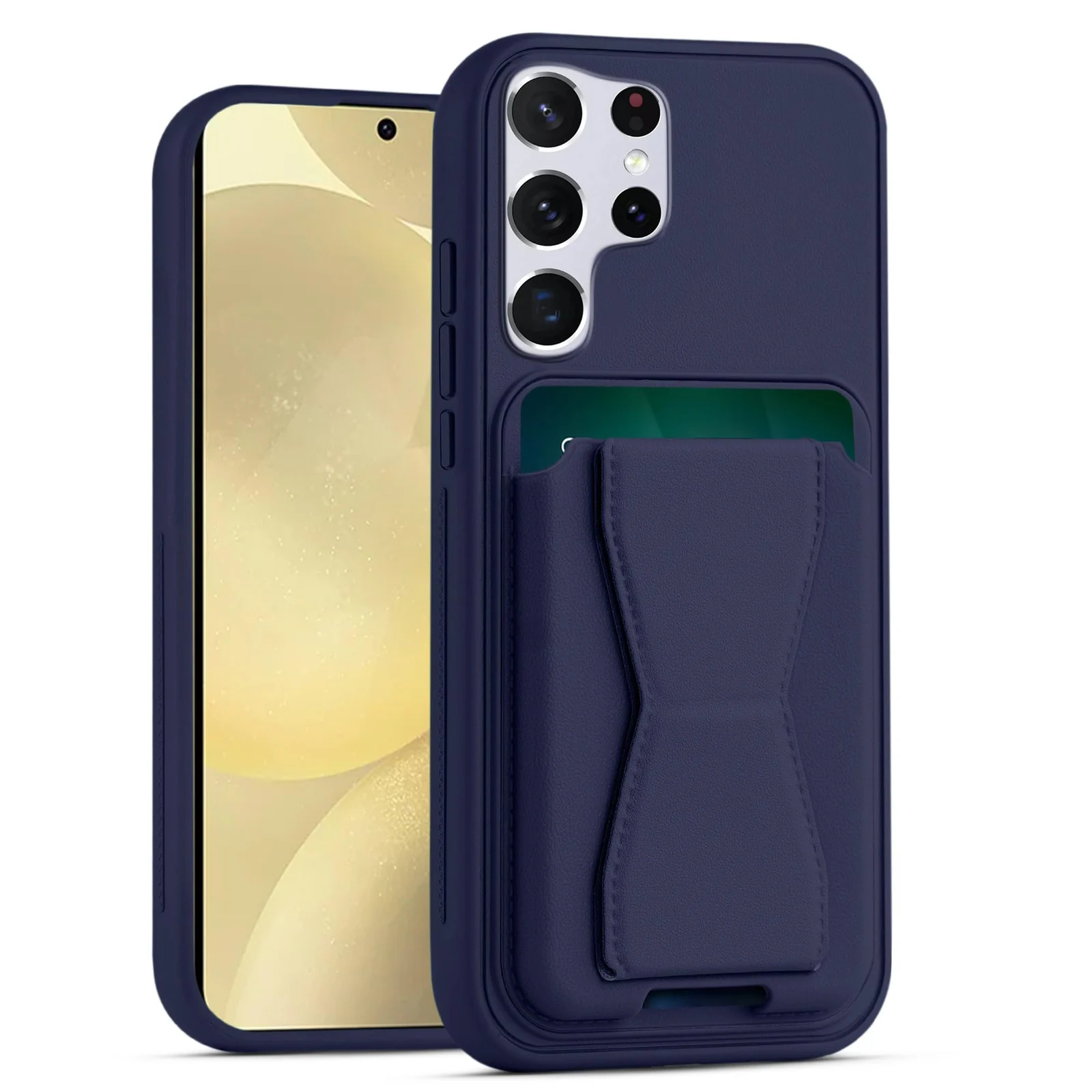 DL3 Mobilak Leather Wallet Case with Card Holder and Stand for Samsung Galaxy S25 Ultra - Blue