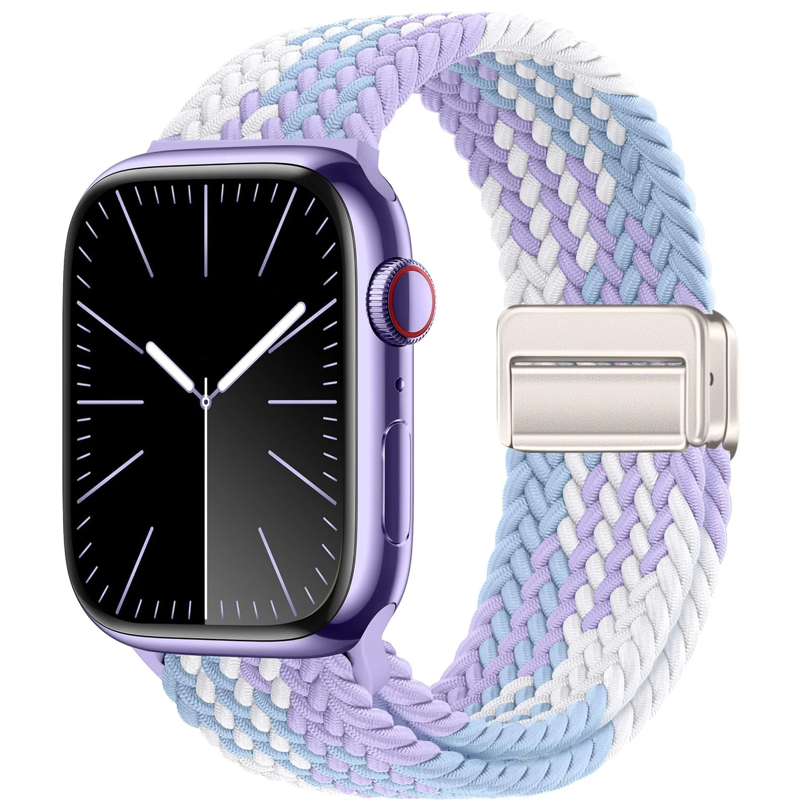DL3 Mobilak Sport Solo Loop Compatible with Apple Watch Band 42mm 44mm 45mm 46mm 49mm for Women Men, Magnetic Strap Stretchy Braided Wristband for iWatch Series 11 10 9 8 7 6 5 4 3 Ultra 3 2 1 SE SE2 - Violet
