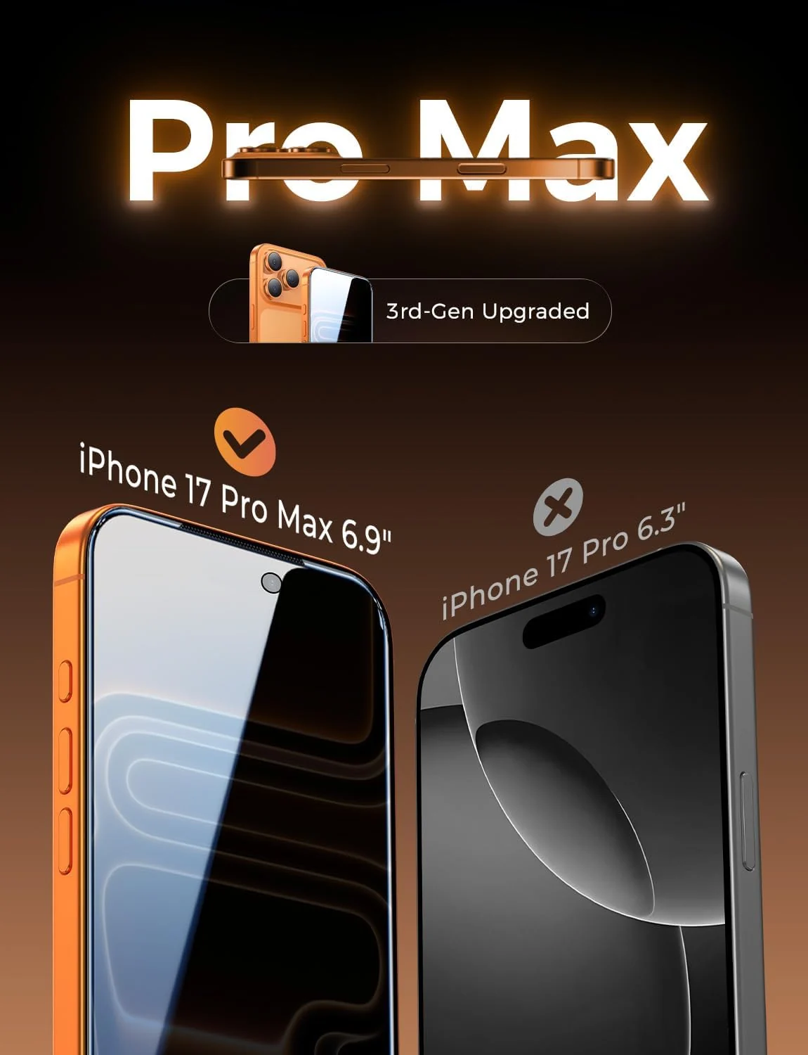 DL3 Mobilak Screen Protector for iPhone 17 Pro Max 6.9-Inch, 9H Hardness Tempered Glass Film [Anti-Scratch] [No Bubbles] Anti-Spy Full Coverage Screen Protector for iPhone 17 Pro Max - Privacy