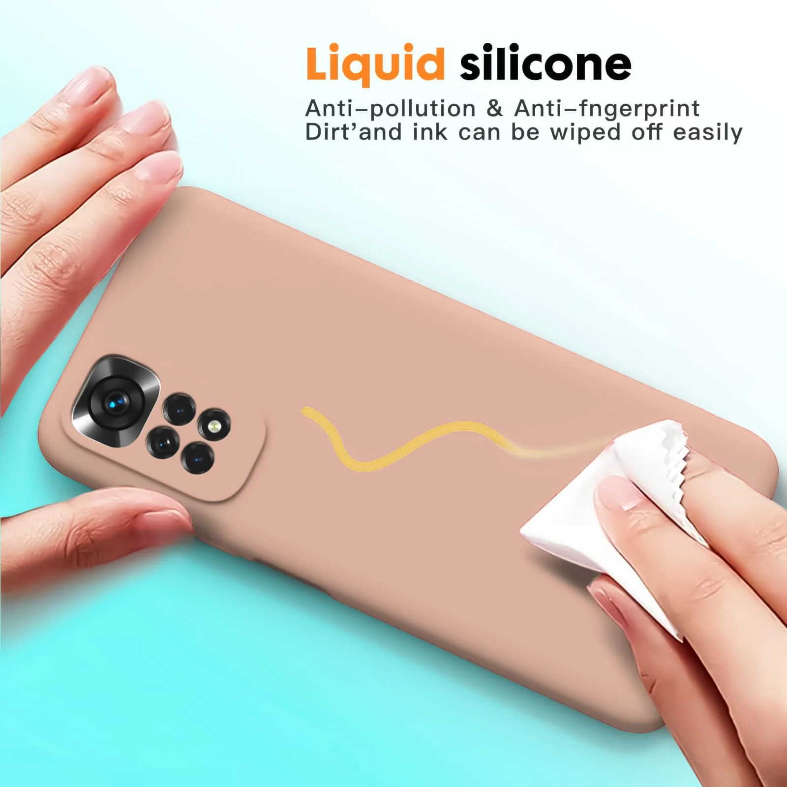 DL3 Mobilak Liquid Silicone Protective Case with Soft Microfiber Lining with Full Camera Protection for Xiaomi Redmi Note 12 Pro 4G / Redmi Note 11 Pro 4G&5G - Light Orange