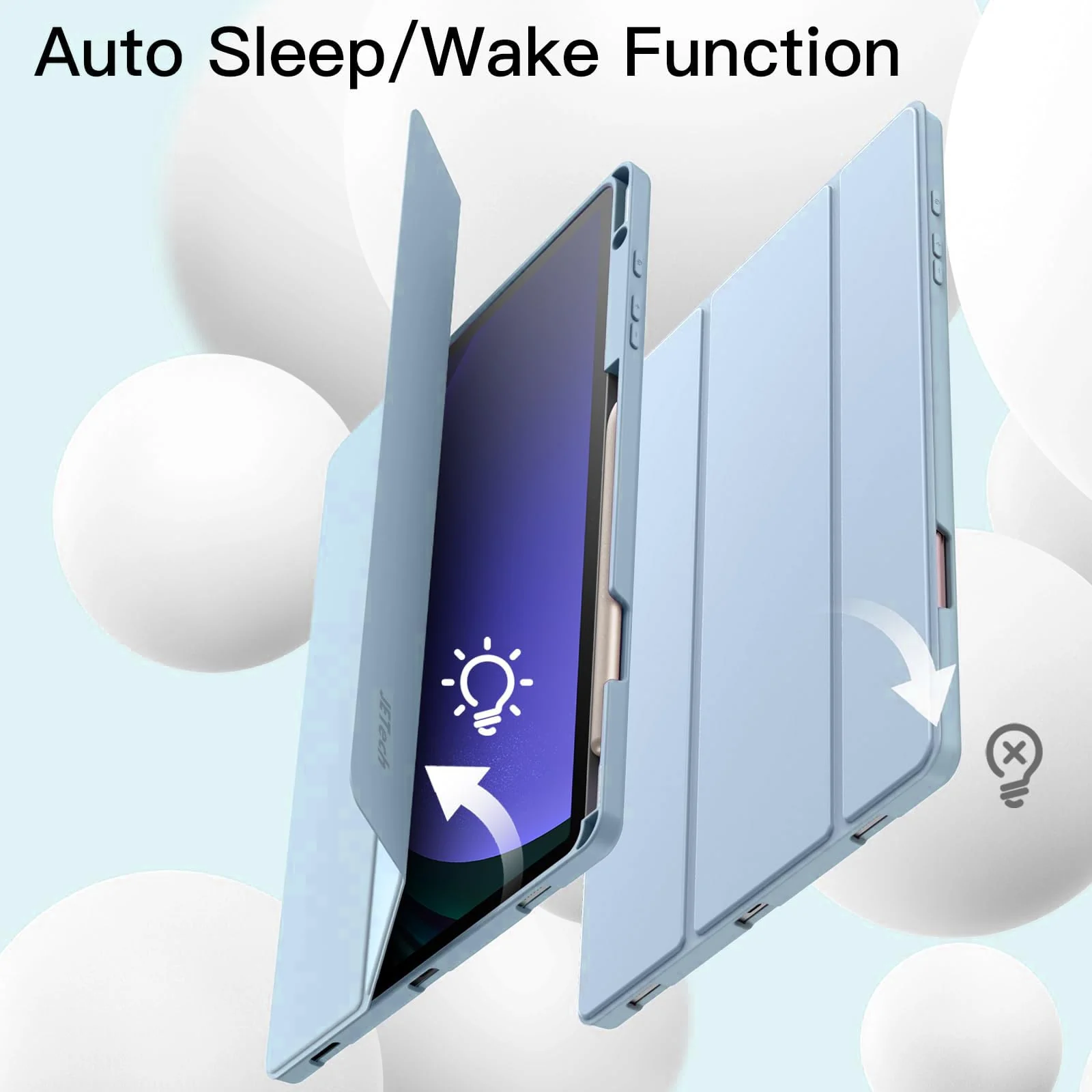 DL3 Mobilak Smart Case for Samsung Galaxy Tab S8 Plus 2022/S7 FE/S7 Plus 12.4 with Pencil Holder, Soft TPU Smart Stand Back Cover Auto Wake/Sleep - Sky Blue