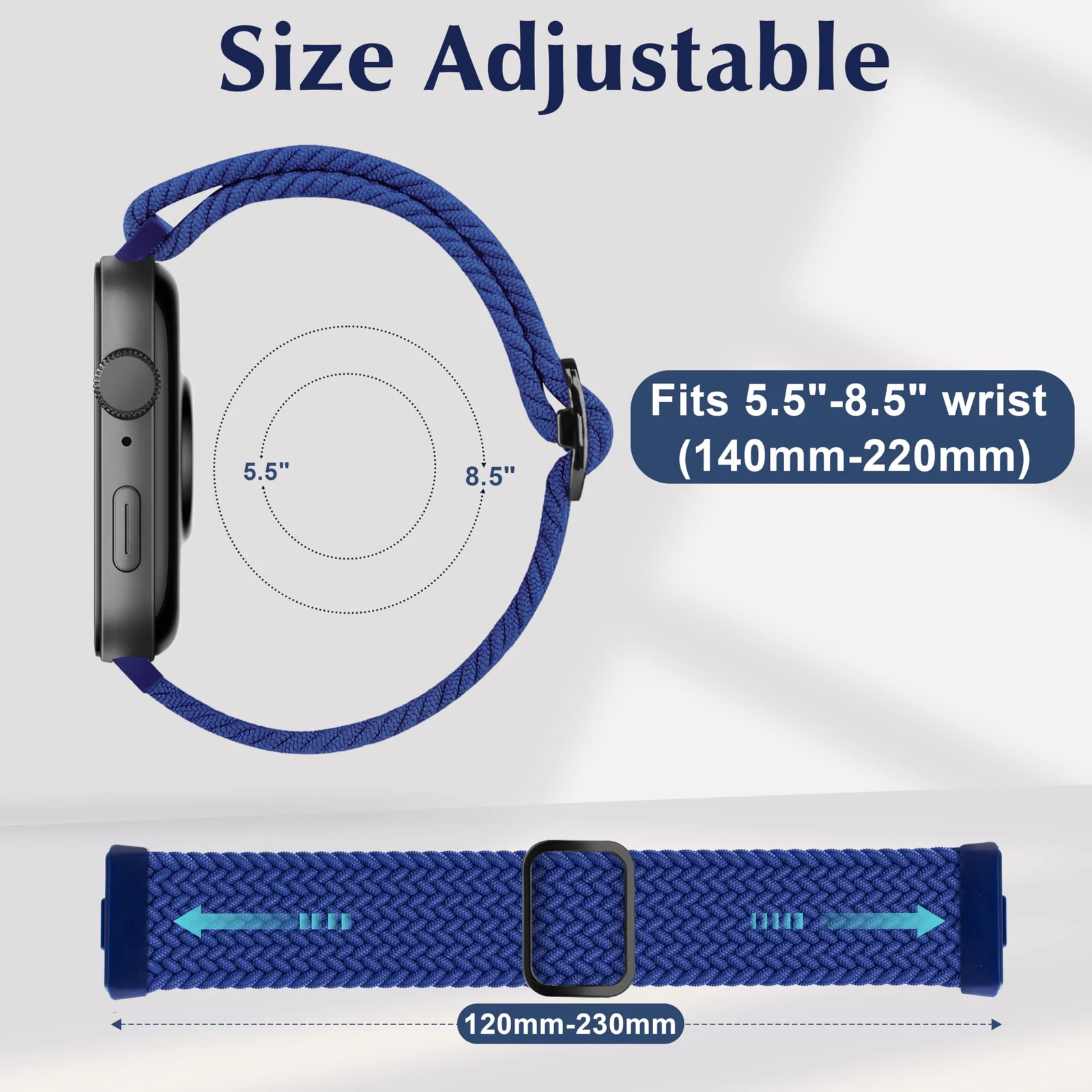 DL3 Mobilak Replacecment Band Compatible with Huawei Watch Fit 3 for Women Men, Adjustable Braided Bands Straps Elastics Sport Wristband Nylon Band for Huawei Watch Fit 3 Strap - Blue