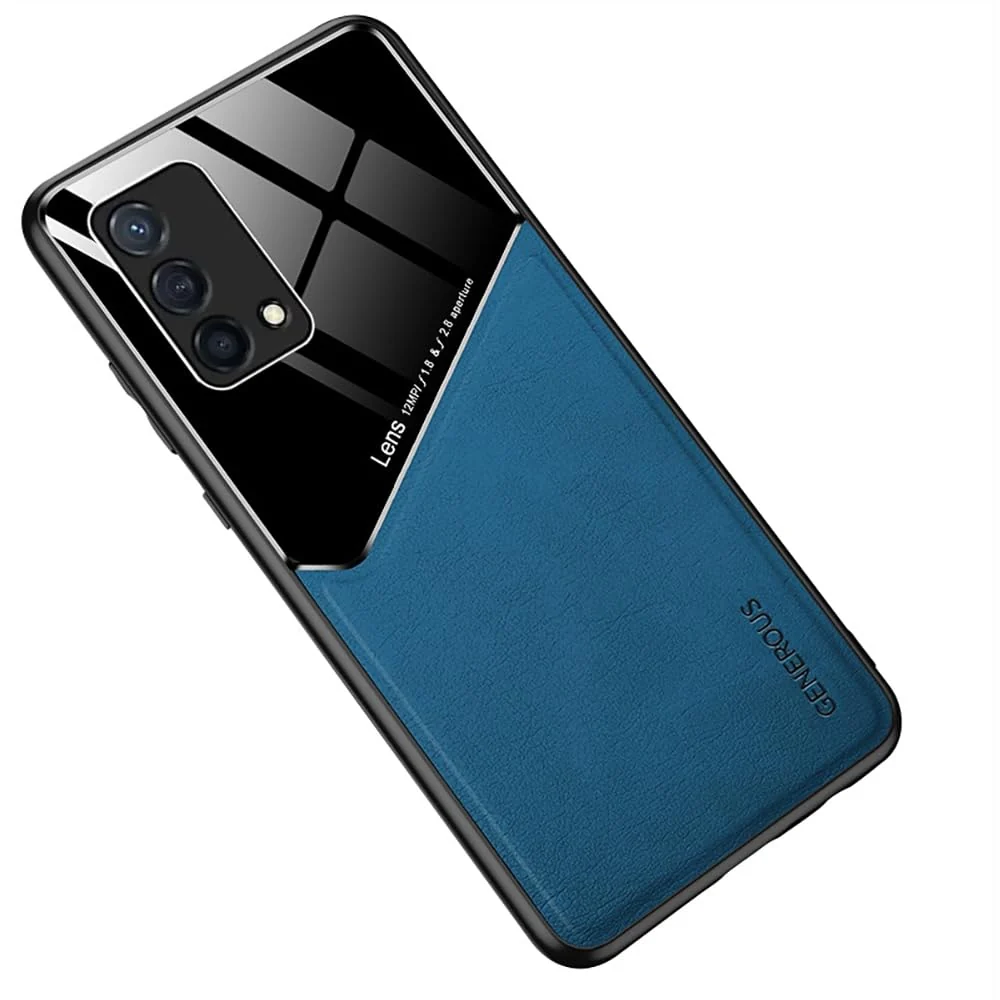 DL3 Mobilak Leather and PC Protective Case for realme GT Master Edition, Built-in magnetic car-mount support, Shock-absorbing protection, Raised edges around the screen and camera - Blue