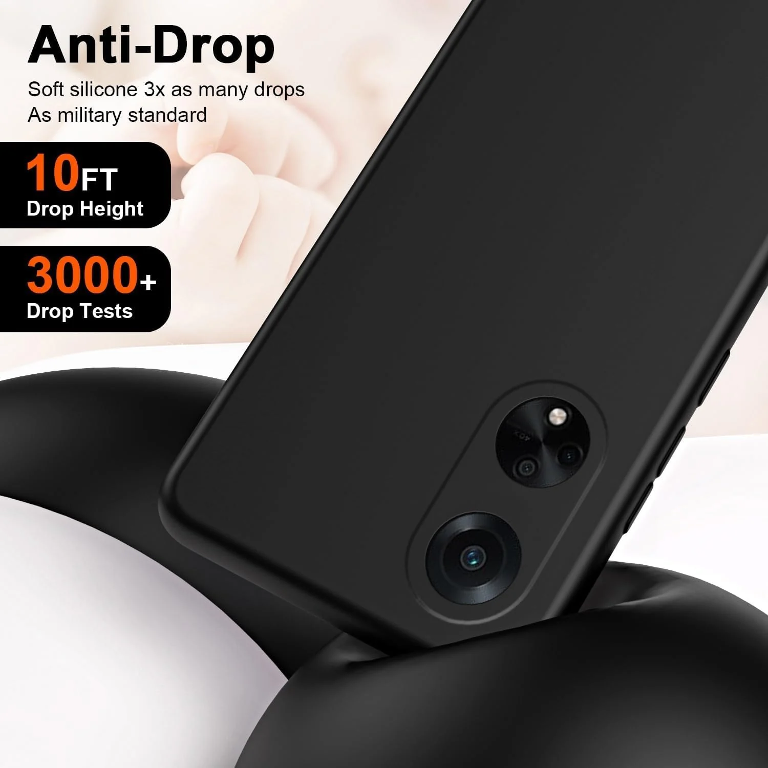 DL3 Mobilak OPPO A98 Case, Soft Flexible Silicone Gel Rubber Bumper Cover, Full Body Shockproof Protective Phone Case - Black
