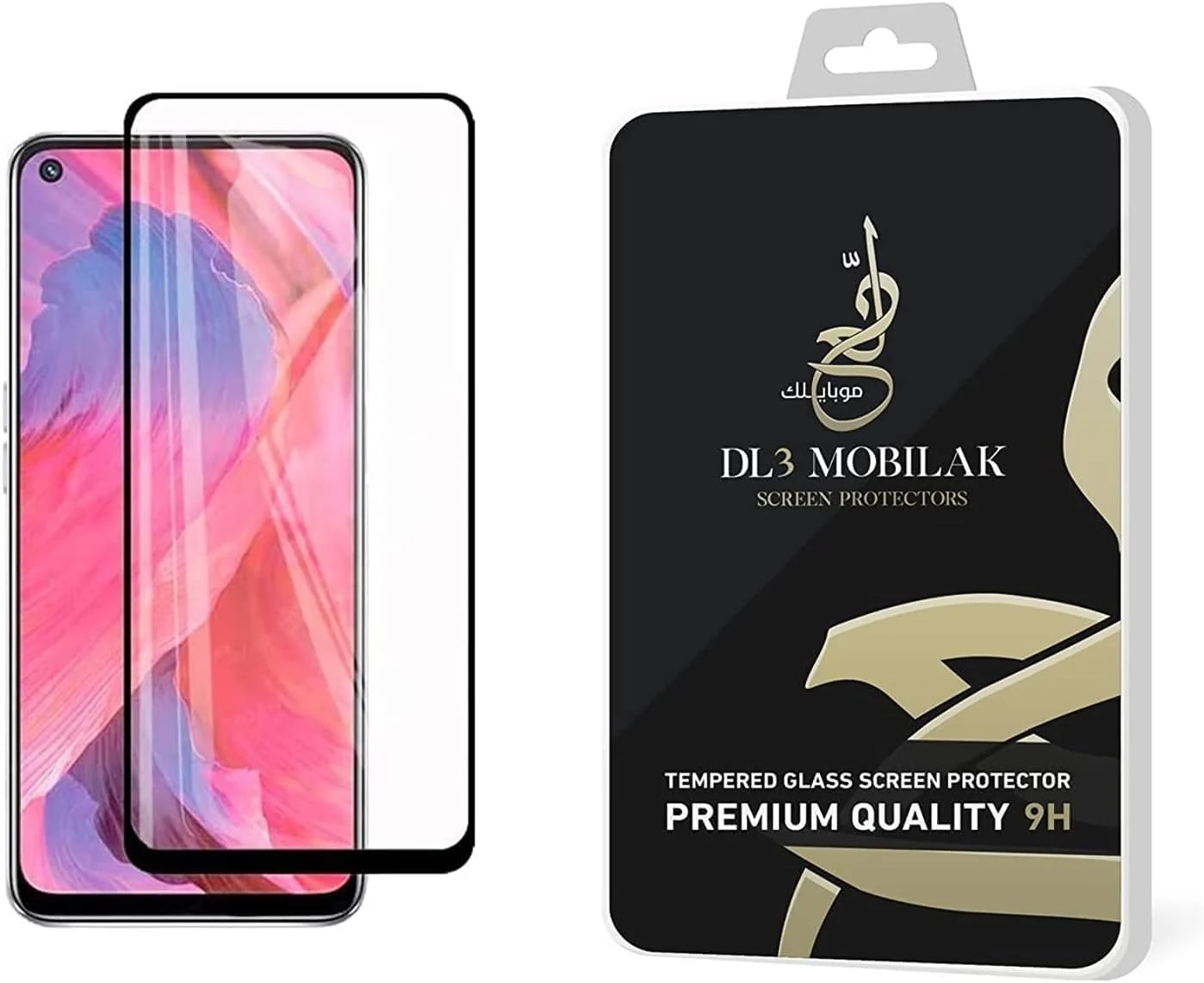 DL3 Mobilak 5D Full Glass Screen Protector For realme 9i / OPPO A96 / A76 / A36 Black Frame - Clear