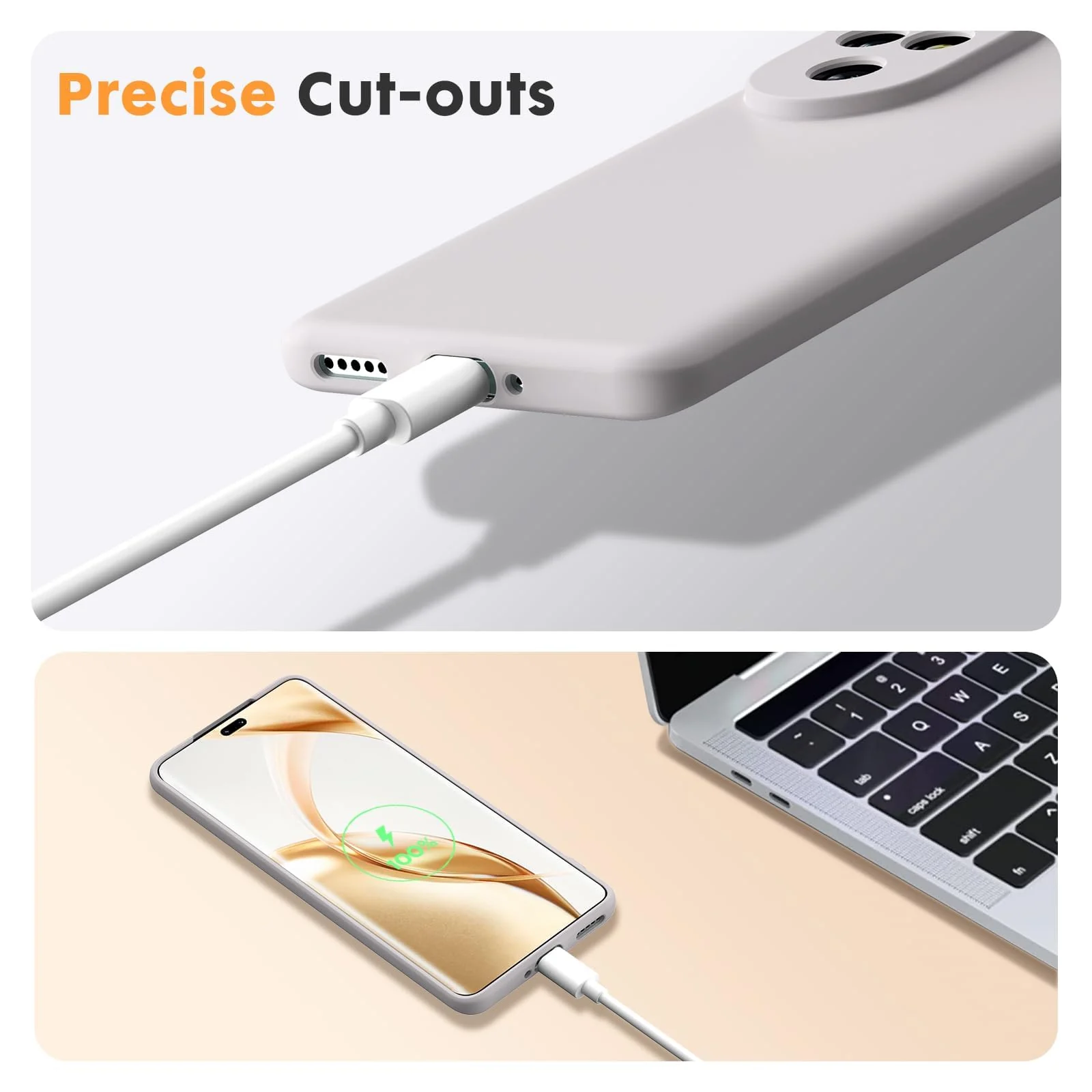 DL3 Mobilak Liquid Silicone Case for Honor 200 5G, Not compatible with MagSafe, Supports wireless charging, Camera protection - Gray