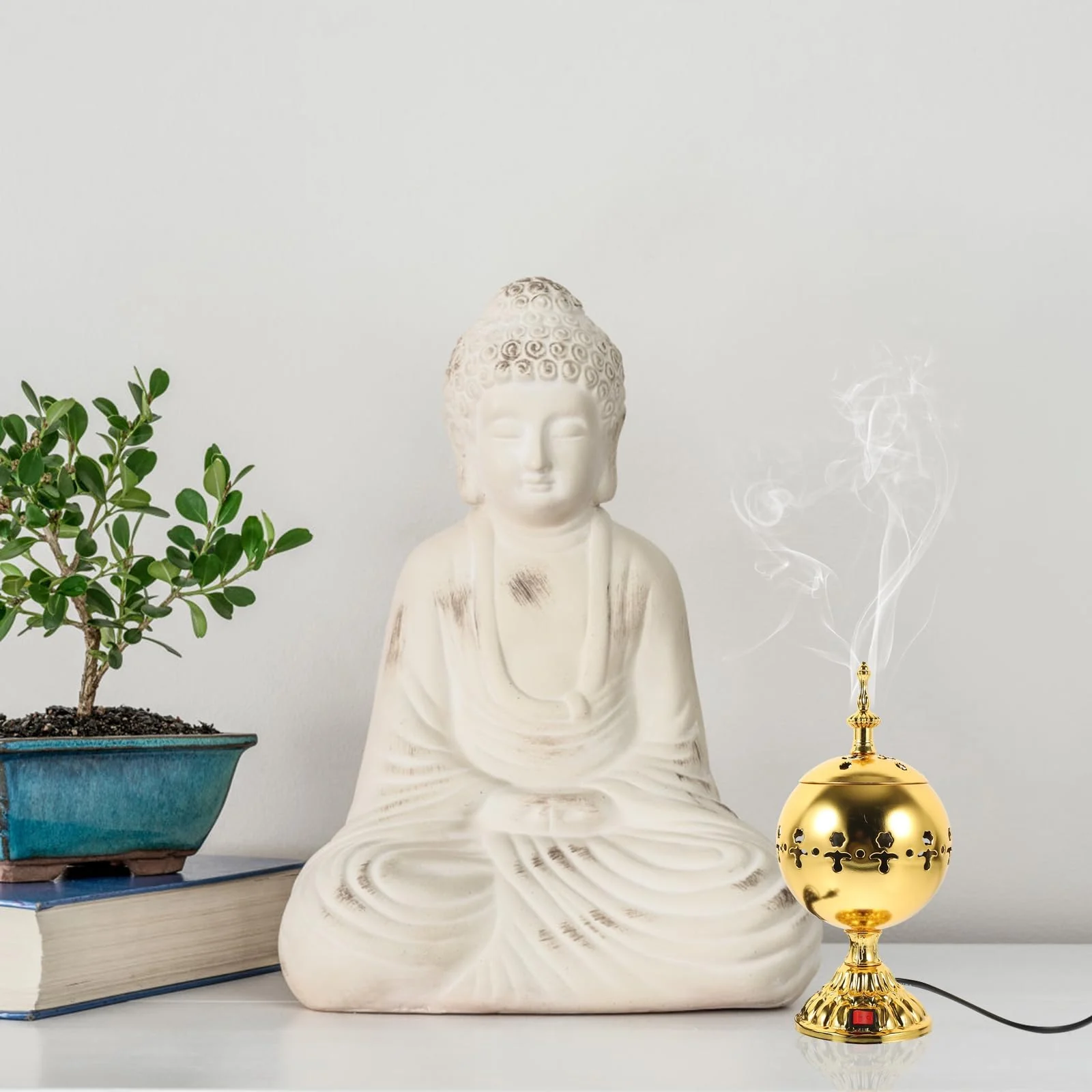 Mobigon Arabian Electric Incense Burners metal Vintage Arabic Burner, Middle Eastern Incense Holder- Electric Incense Burner Bakhoor Suitable For Arabian Oud, Home, Hotel Decor - H. Gold