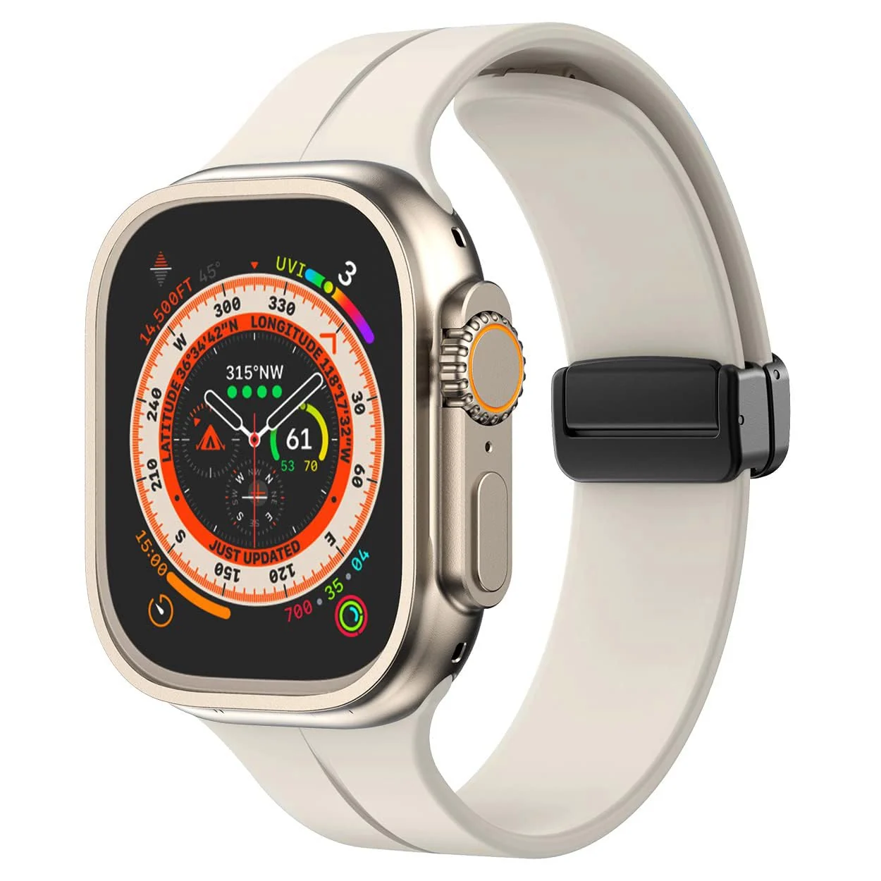 DL3 Mobilak Magnetic Strap for Apple Watch Band 49mm 45mm 44mm 41mm 40mm 38mm 42mm, Sport Silicone Replacement Wristband Strap for iwatch Series 9 8/7/6/5/4/3/2/SE (42mm/44mm/45mm/49mm) - Starlight