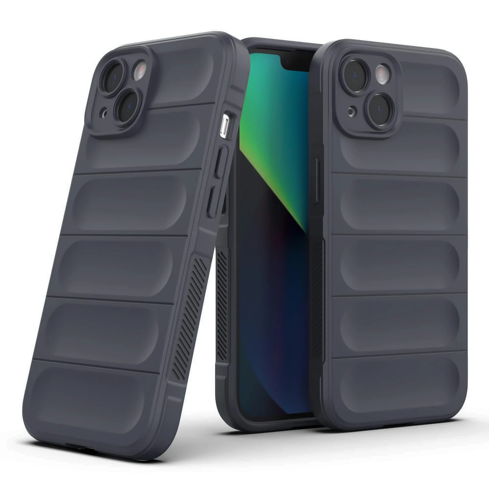 DL3 Mobilak Silicone Case for iPhone 15+ Plus 6.7-Inch Heavy Duty Protective [Slim Fit] Shockproof Soft Flexible Protective Design Shock-Absorption TPU Cover With Camera Protection - Dark Gray