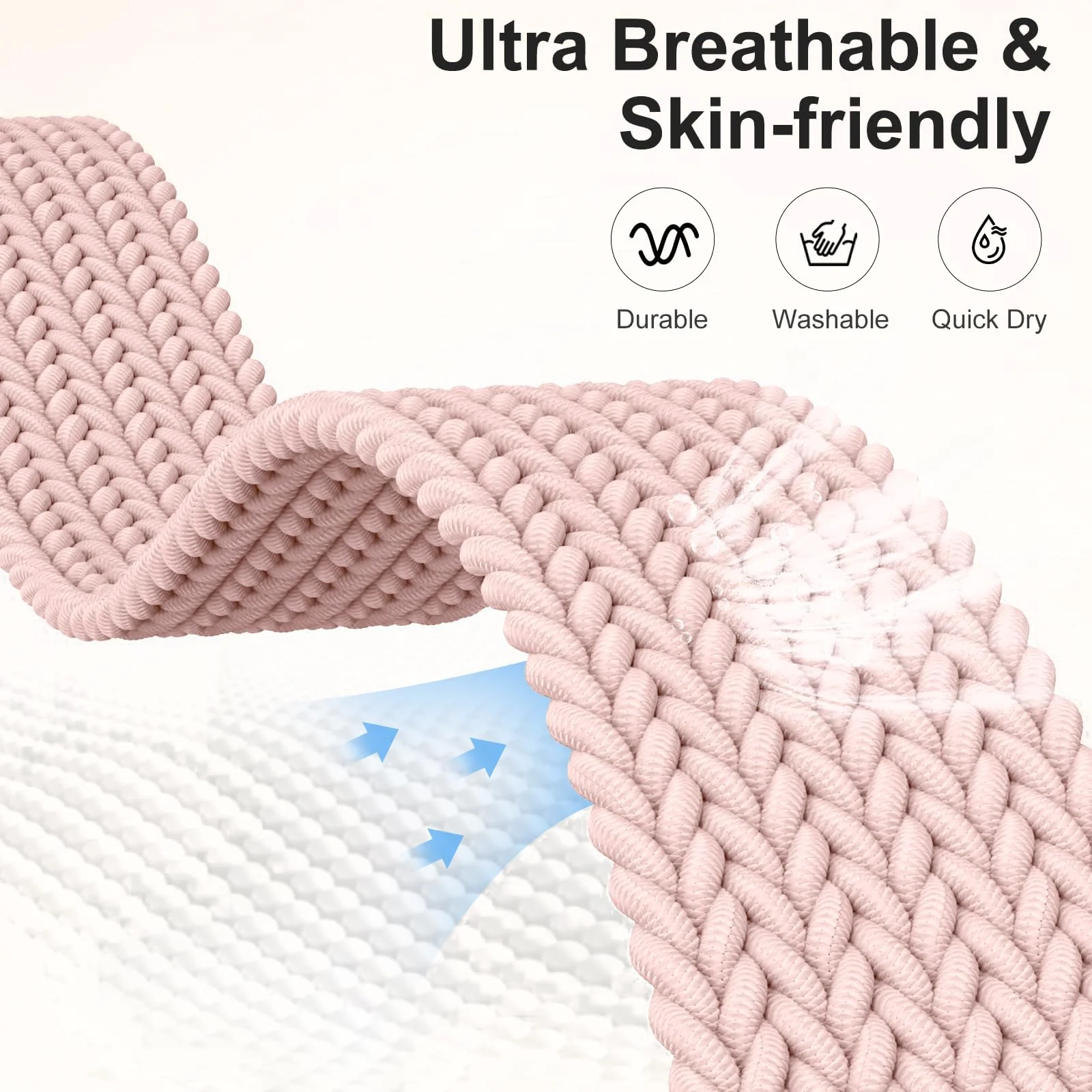 DL3 MOBILAK Soft Elastic Nylon Watch Strap for Xiaomi Redmi Watch 3 Lite and 3 Active - Pink