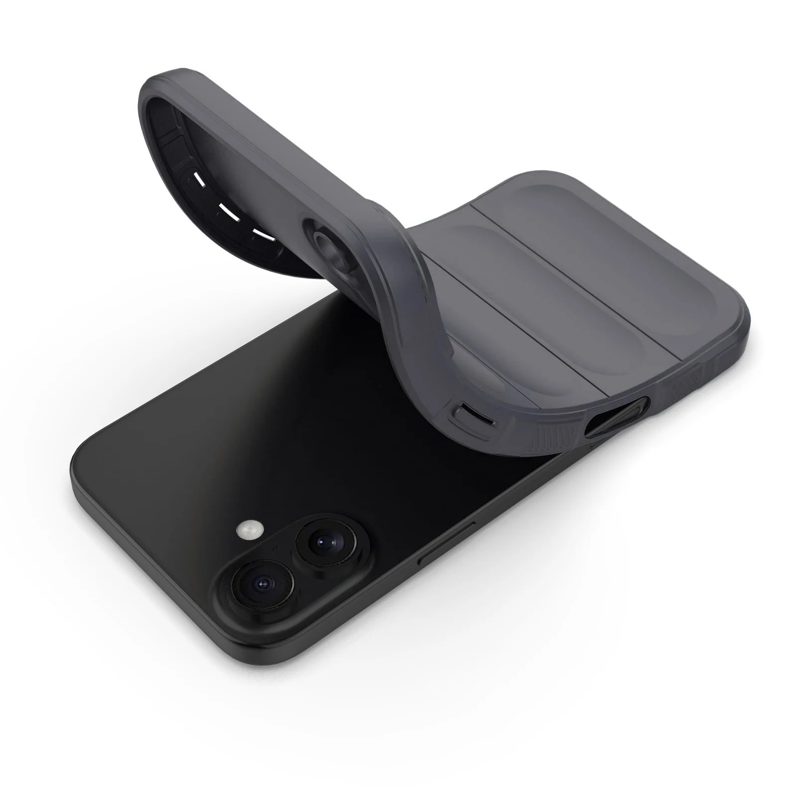 DL3 Mobilak Silicone Case for iPhone 16 6.1-Inch Heavy Duty Protective [Slim Fit] Shockproof Soft Flexible Protective Design Shock-Absorption TPU Cover With Camera Protection - Dark Gray