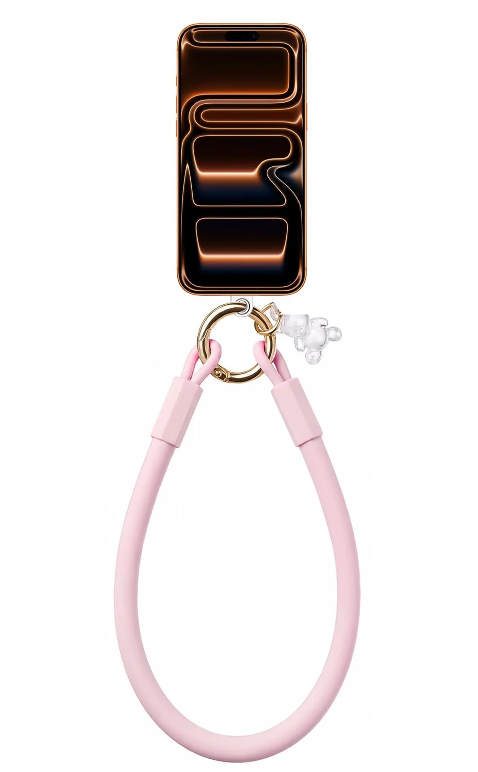 DL3 Mobilak Silicone Crystal Lanyard, 30cm Phone Wrist Strap Lanyard Keychain Office Wrist Strap with Clasp and Bear for Women Phone ID Card, Keys Strap - B-Pink