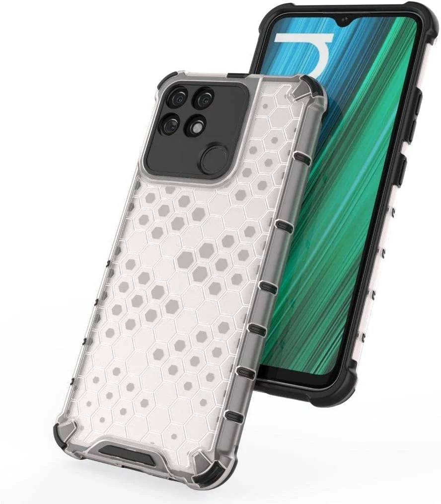 DL3 Mobilak Honeycomb Protective Case for realme Narzo 50A, Shock-absorbing protection, Transparent design, Slim, lightweight profile - Clear