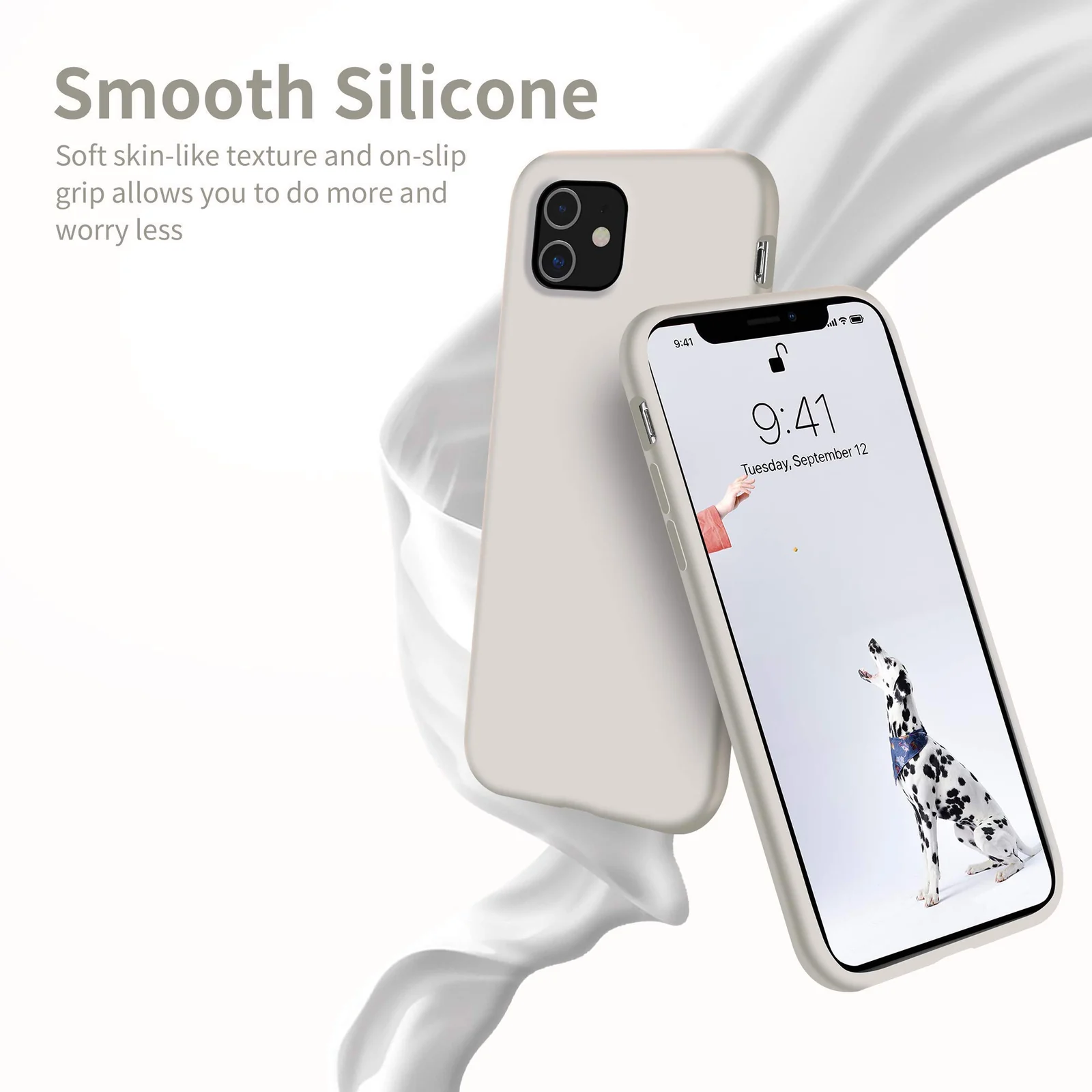 DL3 Mobilak Liquid Silicone Protective Case for iPhone 11 (6.1 Inch) with Camera Protection and Microfiber Lining - Stone