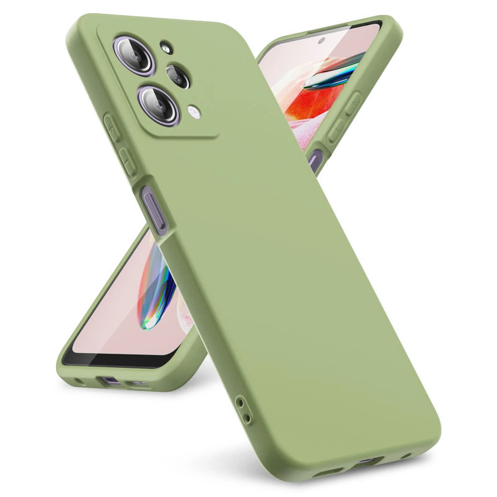 DL3 Mobilak Xiaomi Redmi 12 4G / Xiaomi Redmi 12 5G / Poco M6 Pro 5G Case, Soft Flexible Liquid Silicone Gel Rubber Bumper Cover, Full Body Shockproof Protective Phone Case - Mint Green