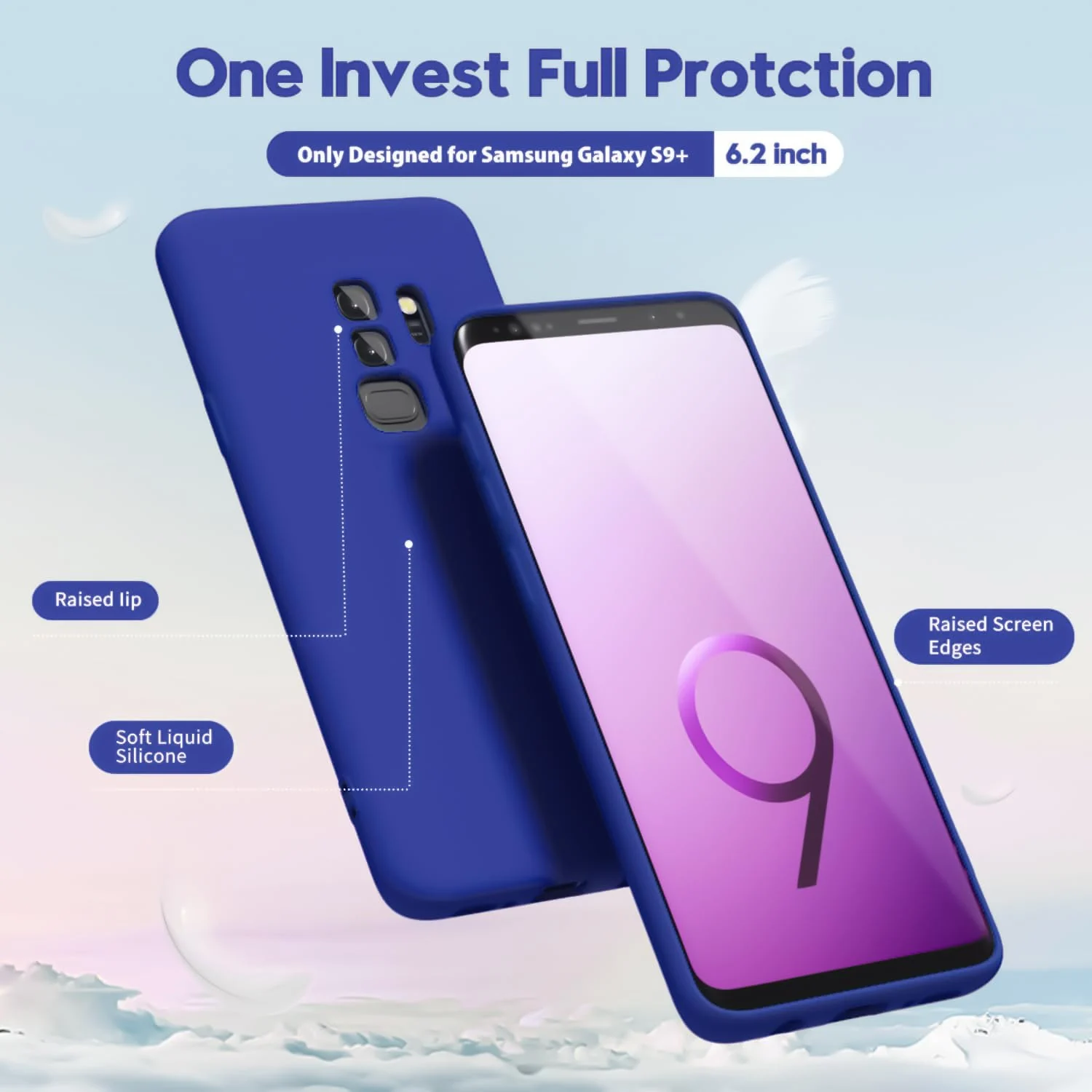 DL3 Mobilak Liquid Silicone Protective Case with Soft Microfiber Lining with Full Camera Protection for Samsung Galaxy S9 Plus - Pepsi