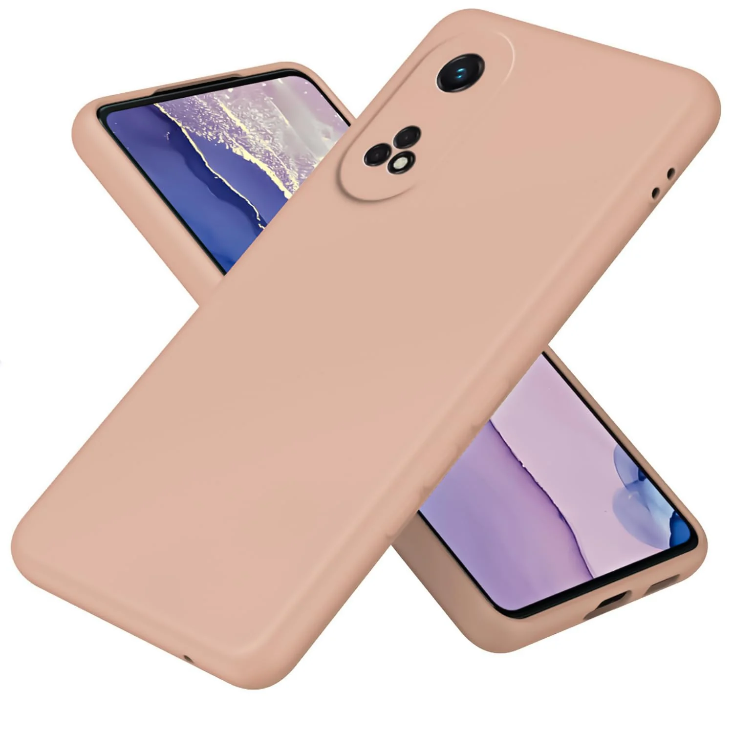 DL3 Mobilak Silicone Protective Case for OPPO Reno 8T 4G (Not 5G), Shock-absorbing protection, Scratch-resistant surface, Soft microfiber lining - Light Orange