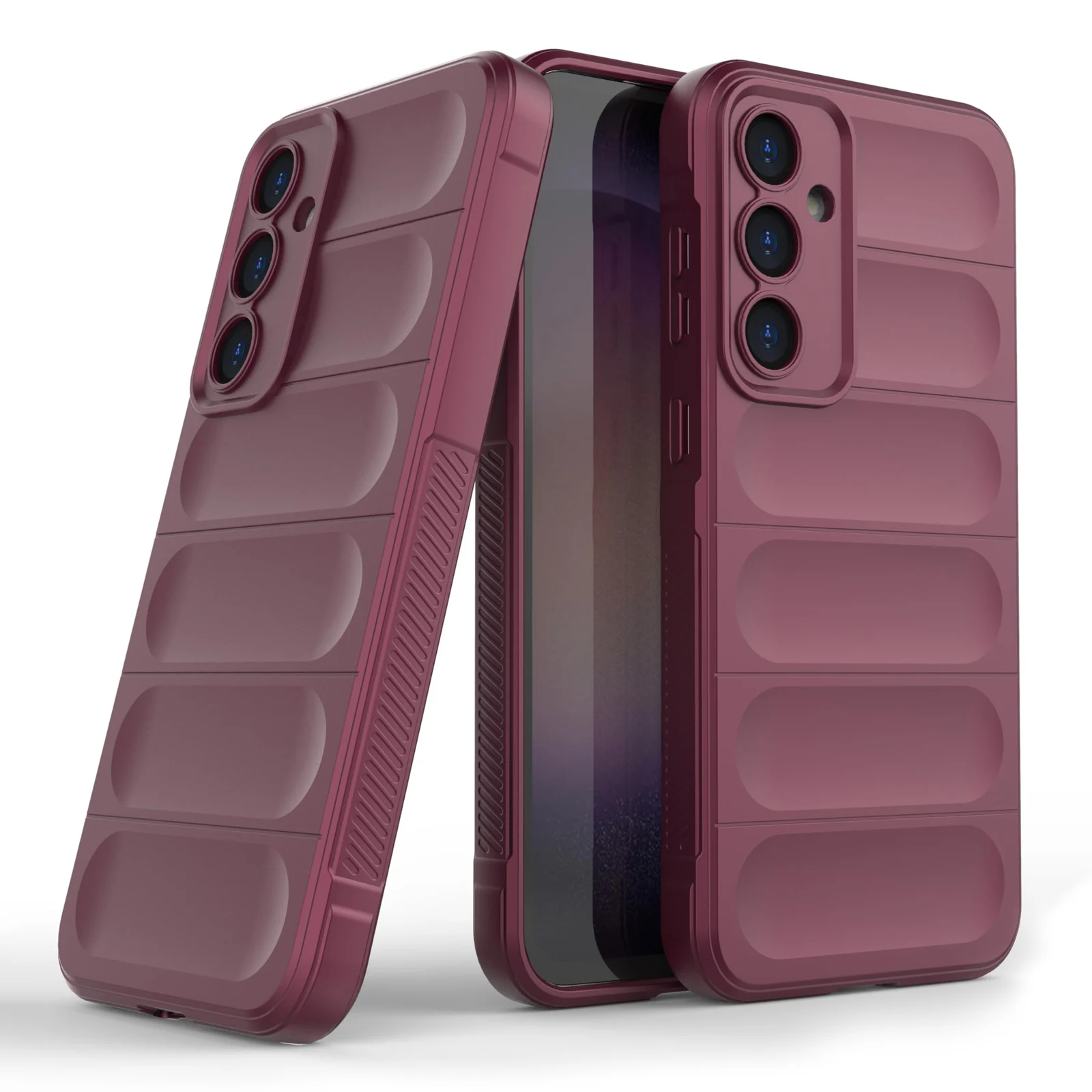 DL3 Mobilak Silicone Case for Samsung Galaxy S23 FE 5G Heavy Duty Protective [Slim Fit] Shockproof Soft Flexible Protective Design Shock-Absorption TPU Cover With Camera Protection - Wine Red