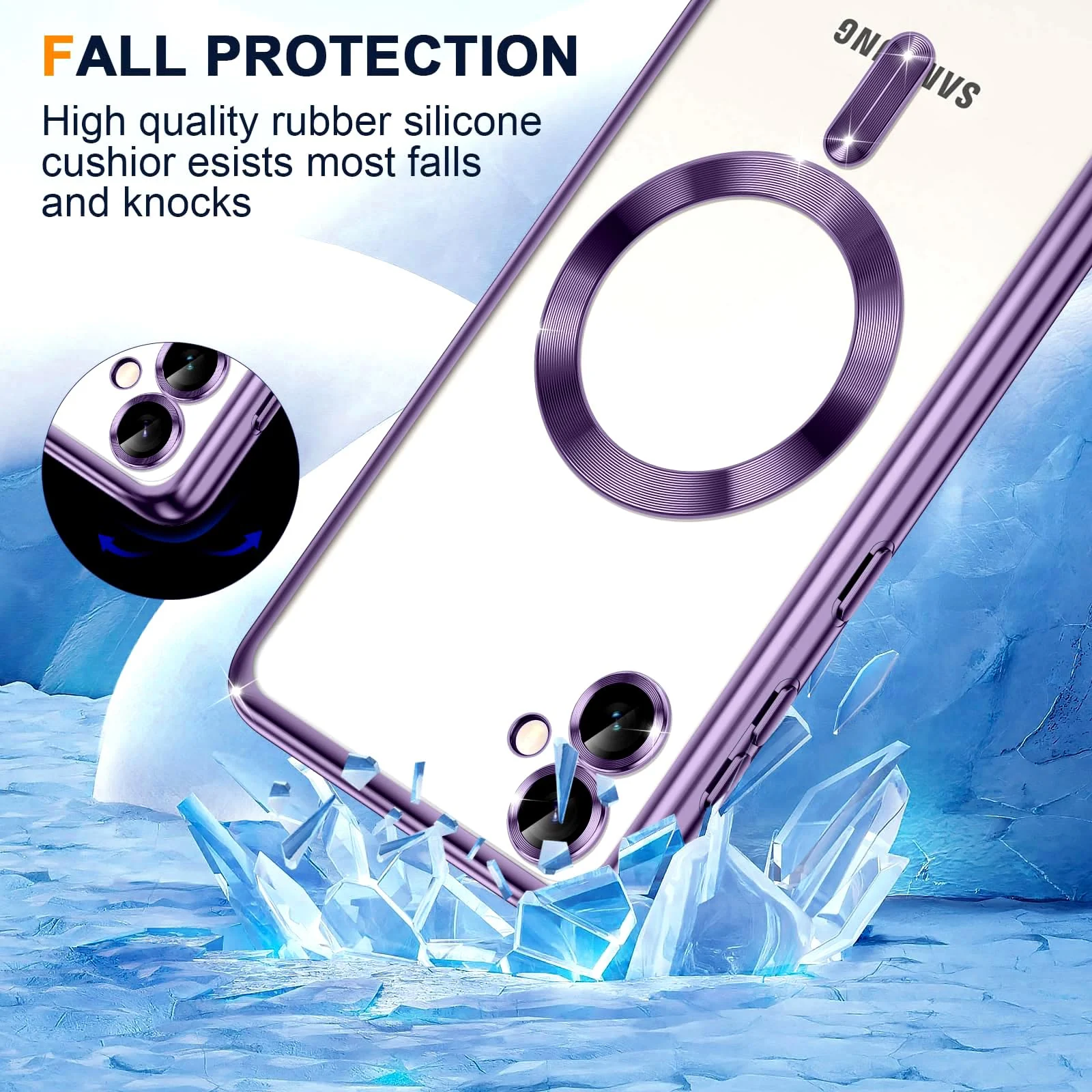 DL3 Mobilak Clear MagSafe-Compatible TPU Case and Camera Lens Protector for Samsung Galaxy A06 - Purple