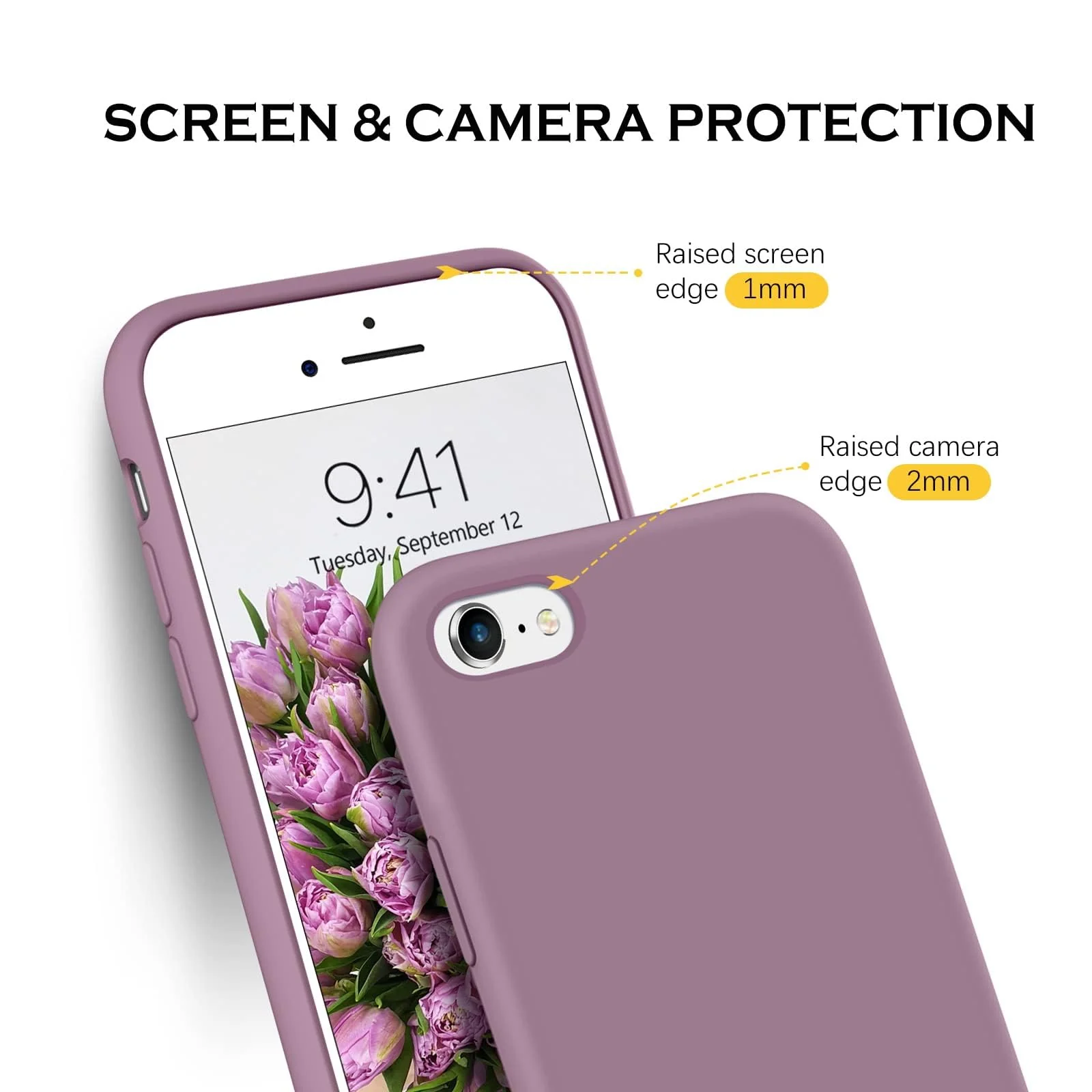DL3 Mobilak Liquid Silicone Protective Case for iPhone 6 Plus / 6S Plus with Camera Protection and Microfiber Lining - Lilac Purple